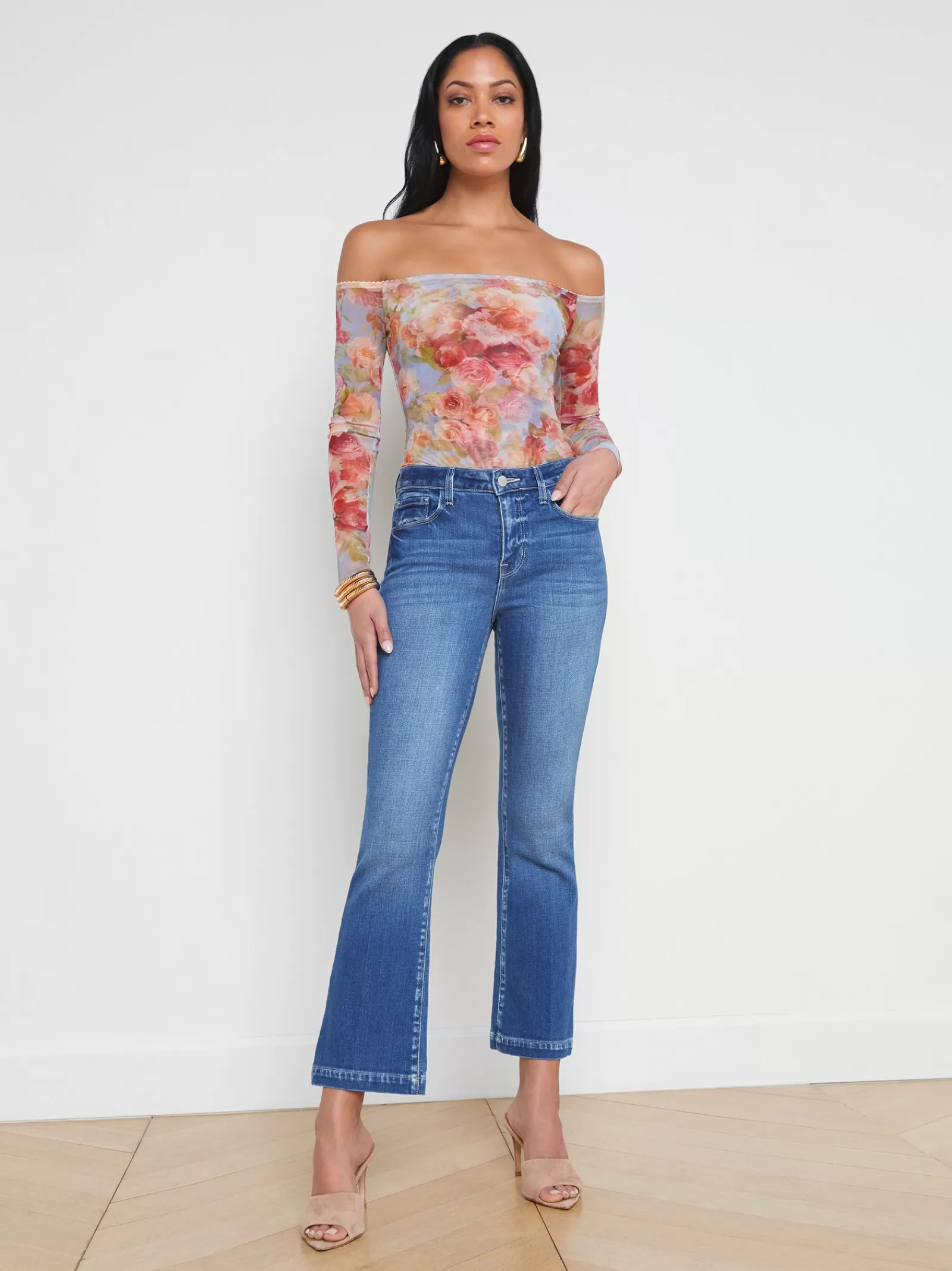 L'AGENCE Ali Skinny Flare Jean< Flare & Bootcut | Aged Denim