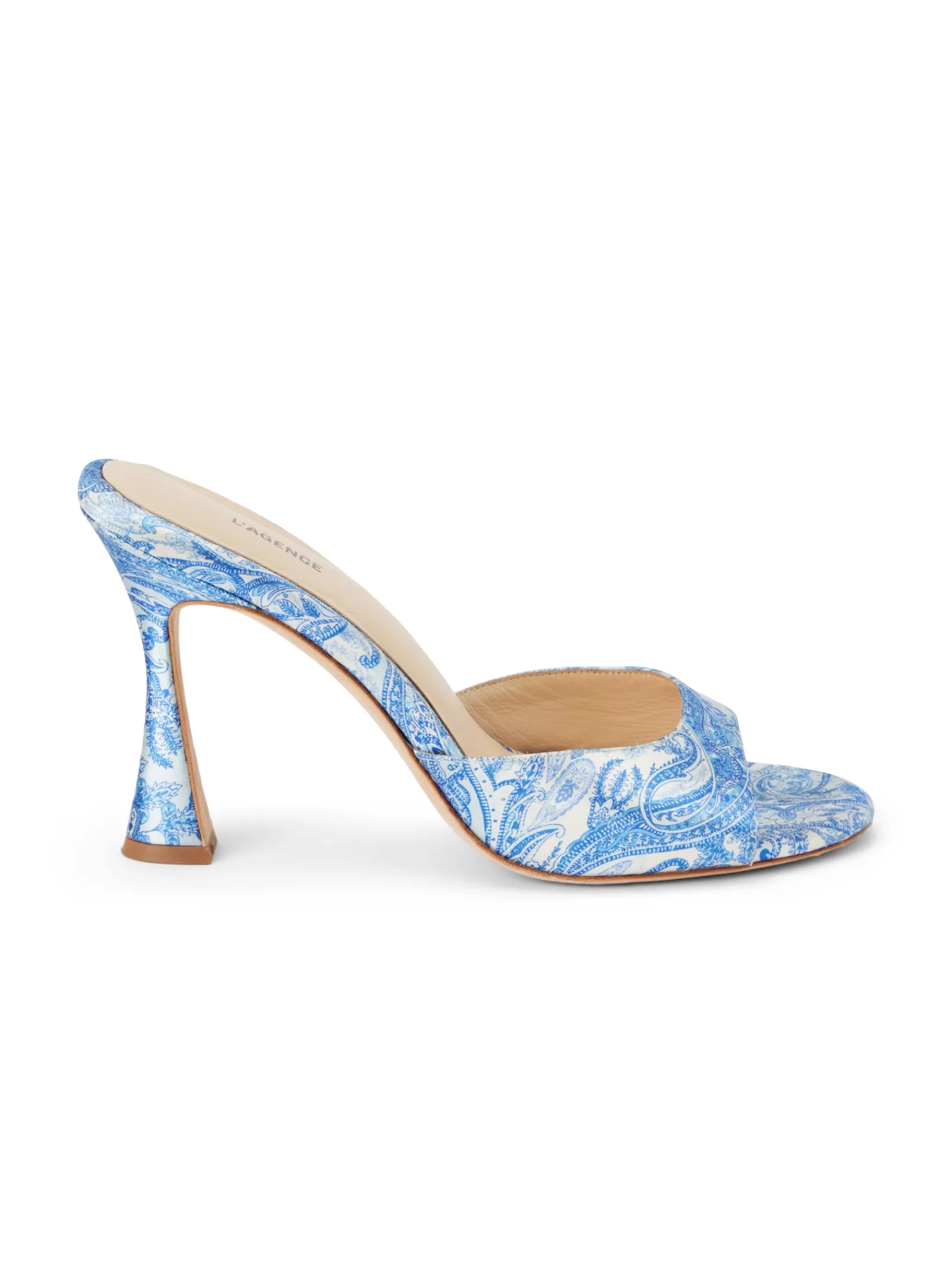 L'AGENCE Avery Satin Peep-Toe Mule< Mules | Heels & Pumps