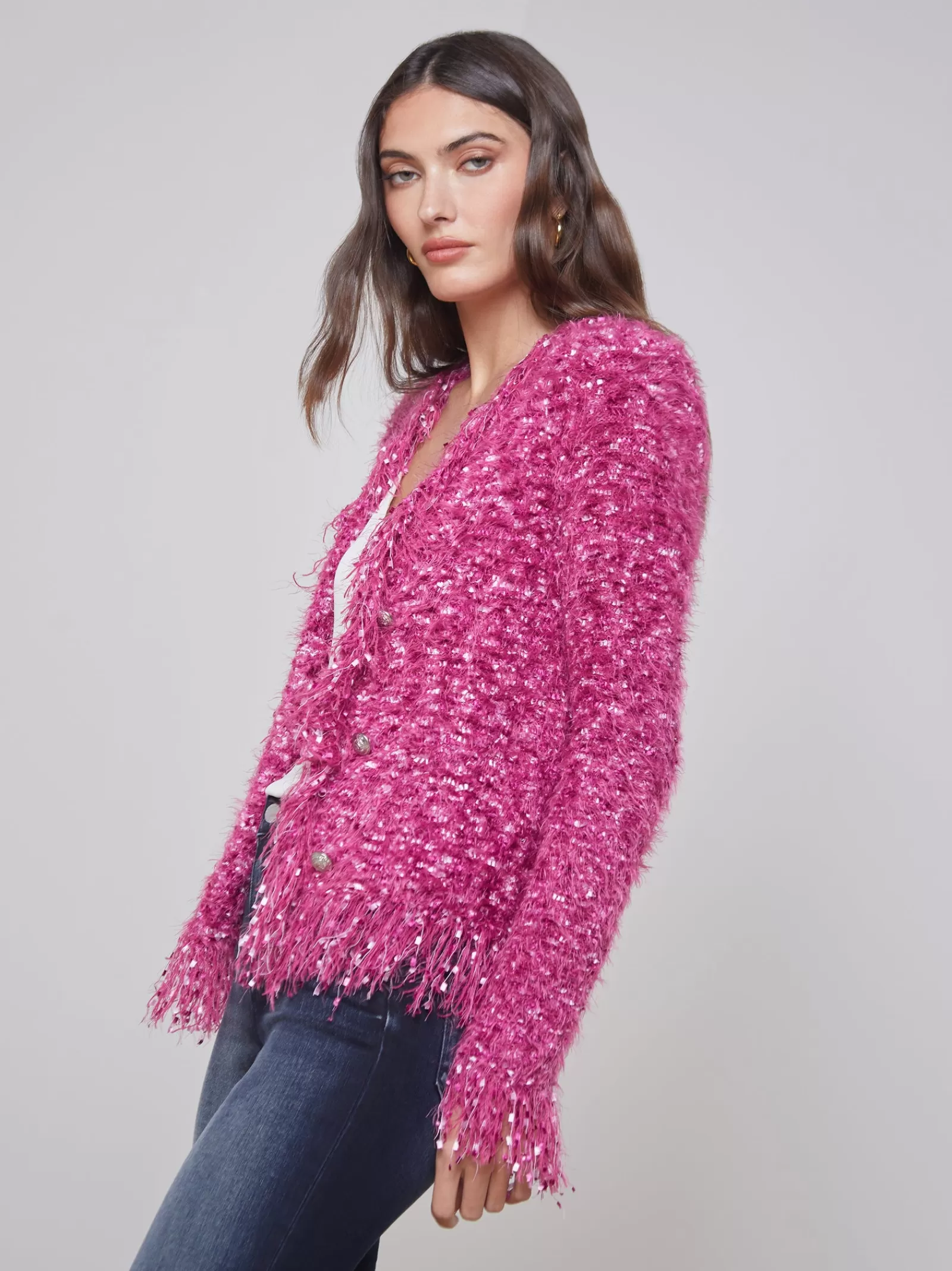 L'AGENCE Azure Fringe Cardigan Blazer< Online Exclusives | Knitwear