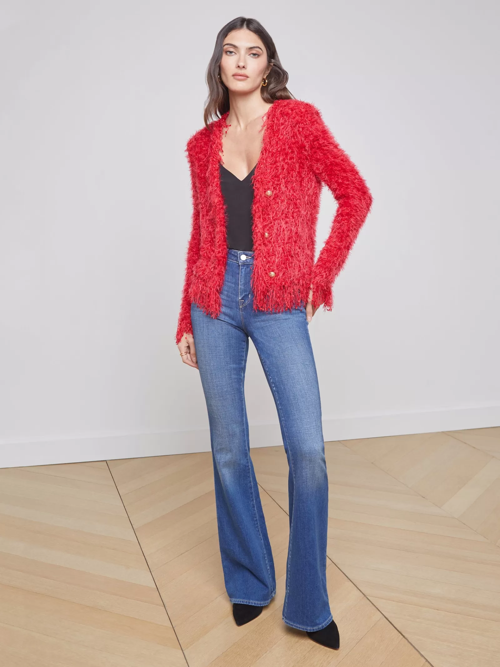 L'AGENCE Azure Fringe Cardigan Blazer< Online Exclusives | Knitwear