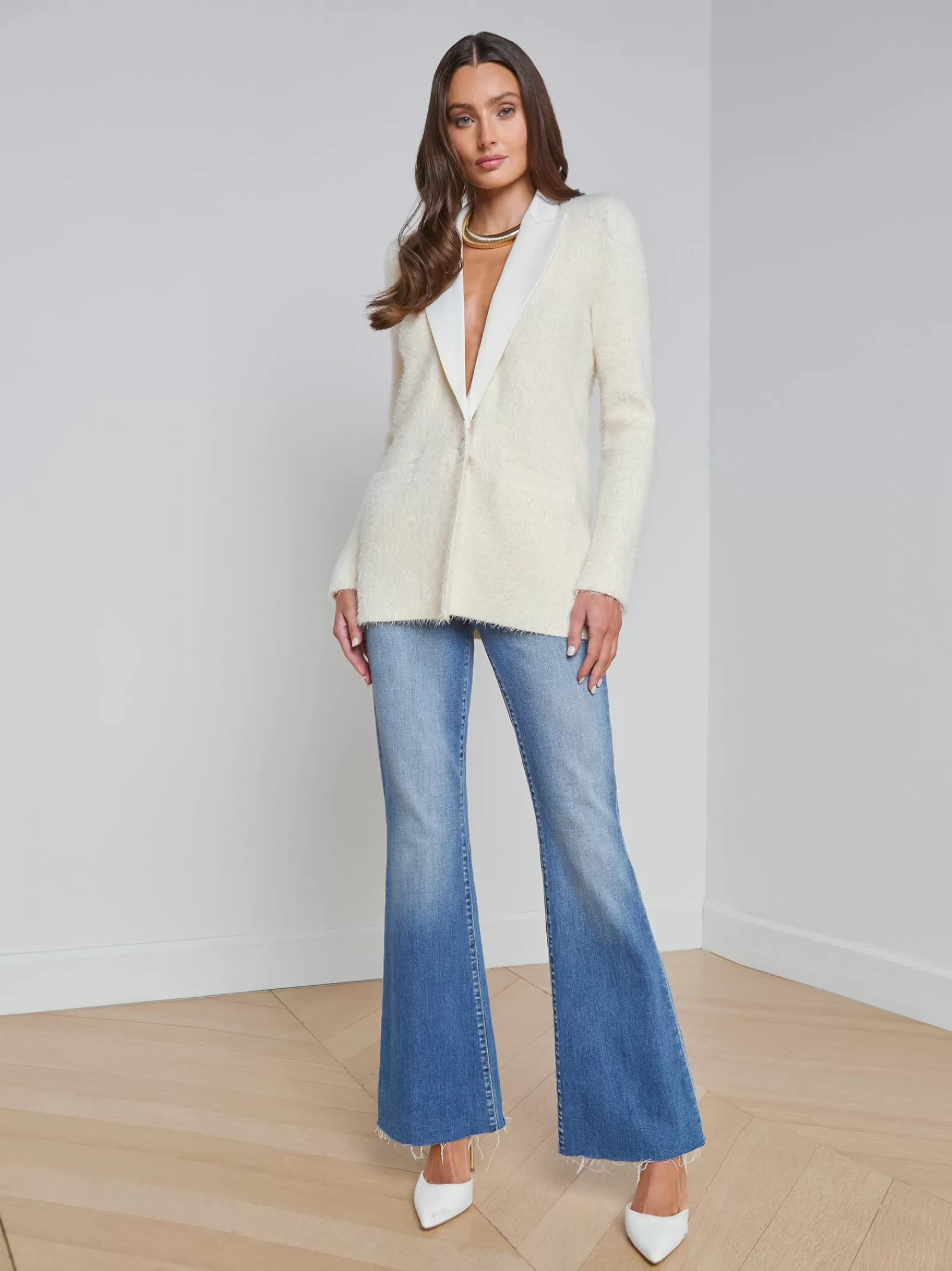 L'AGENCE Baileigh Textured Knit Blazer< Nouveau Whites | Spring Collection