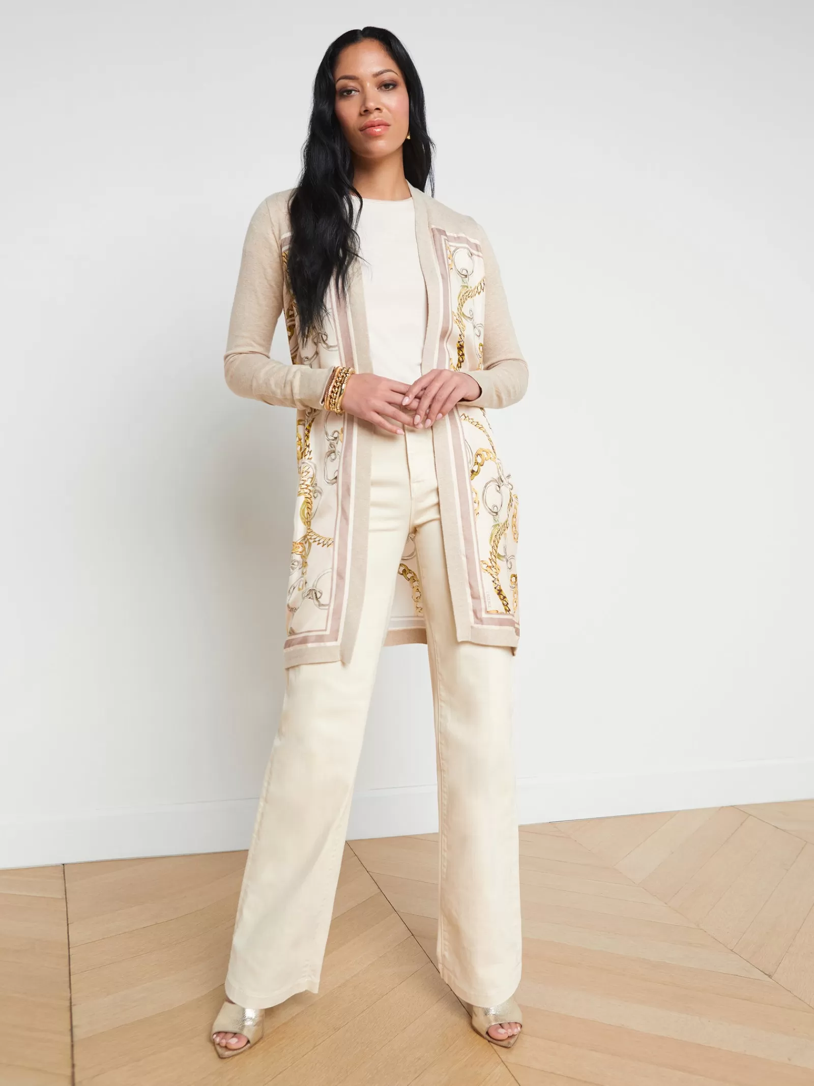 L'AGENCE Beverly Silk Panel Cardigan< Print Edition | Spring Collection
