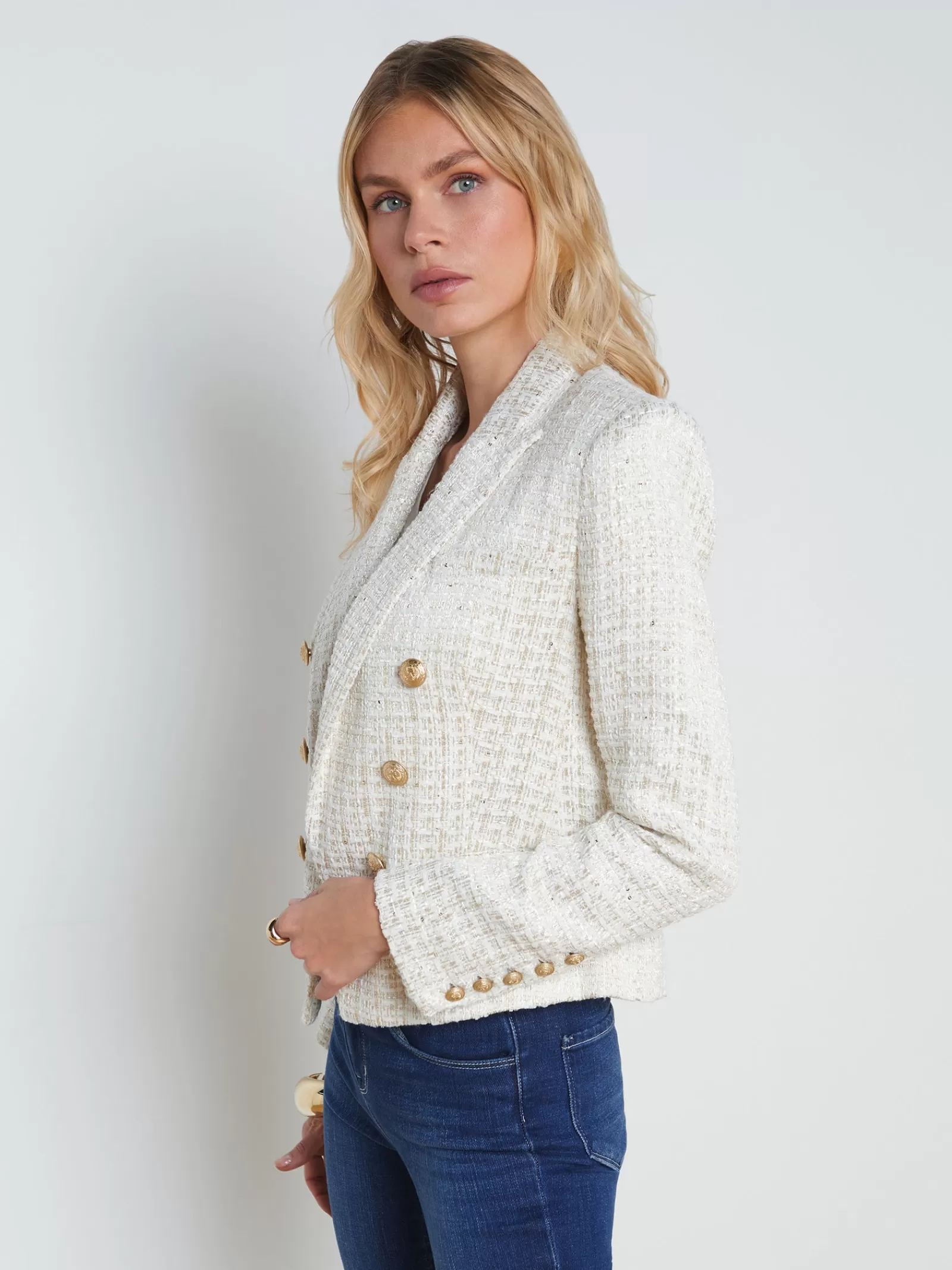 L'AGENCE Brooke Open-Front Blazer< Nouveau Whites | Spring Collection