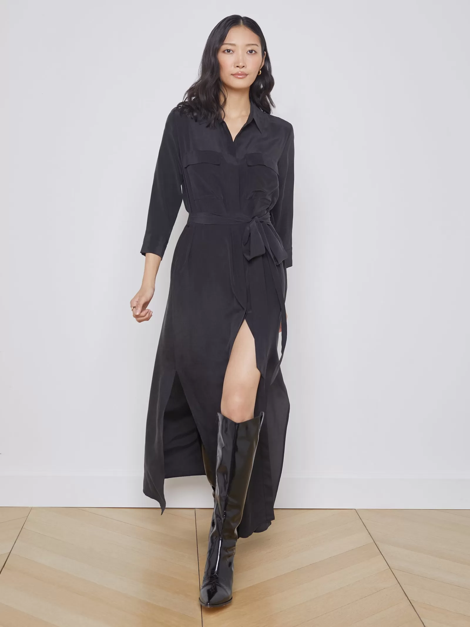 L'AGENCE Cameron Shirt Dress< All Things Black | Essentials