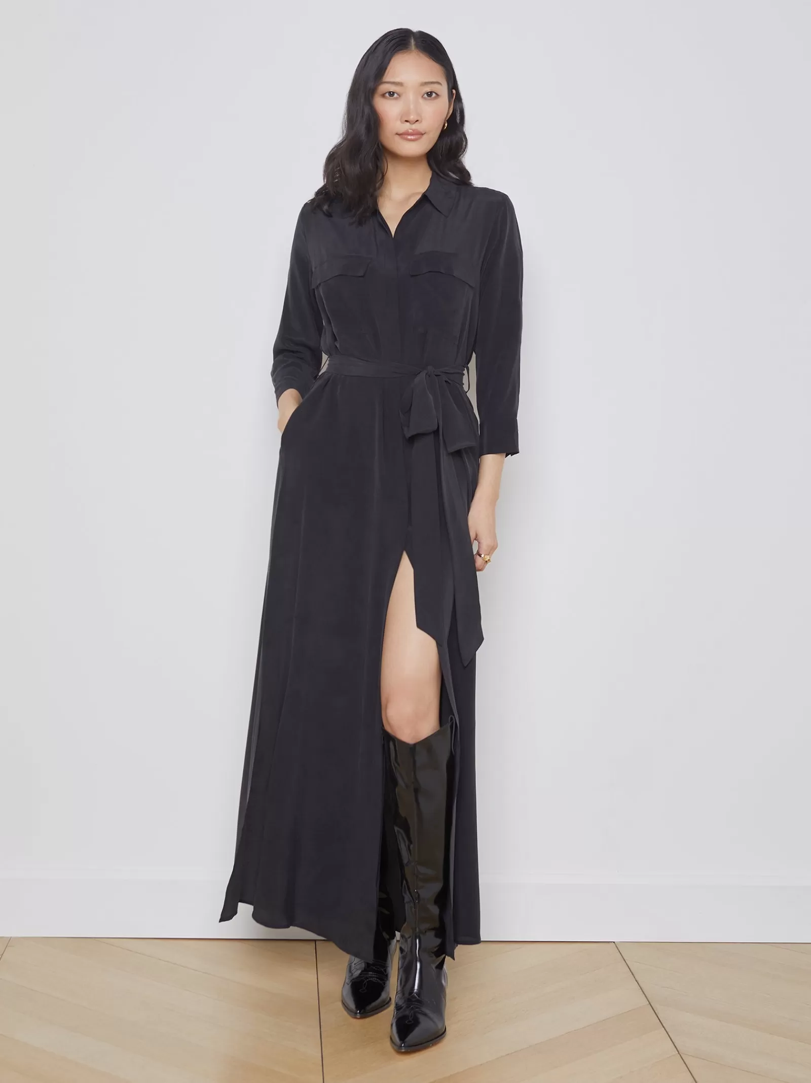 L'AGENCE Cameron Shirt Dress< All Things Black | Essentials