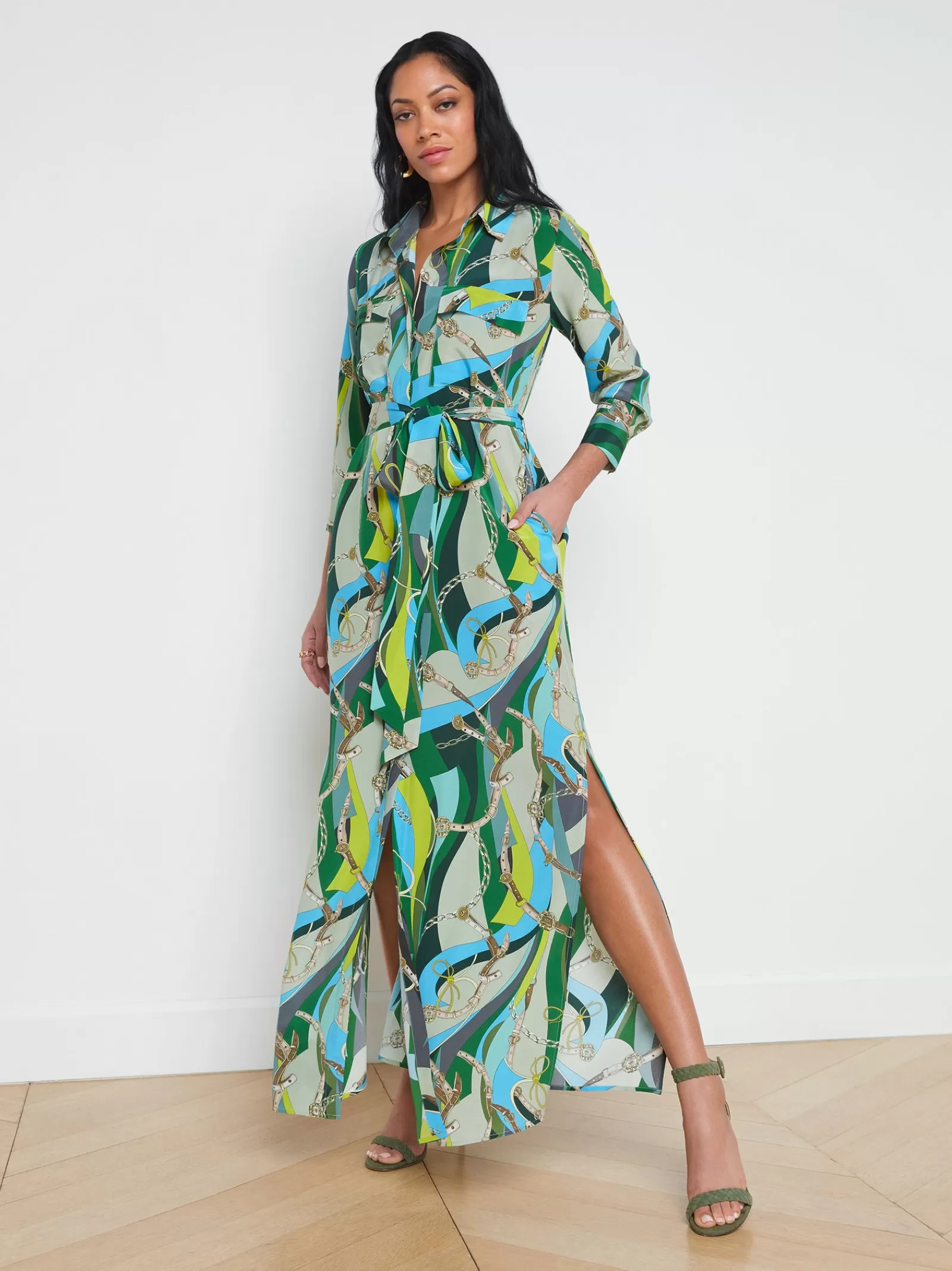 L'AGENCE Cameron Silk Shirt Dress< Print Edition | Spring Collection