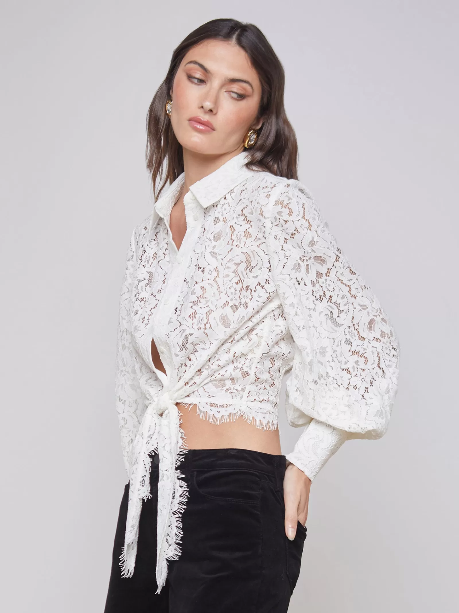 L'AGENCE Cedar Lace Top< Nouveau Whites | Online Exclusives