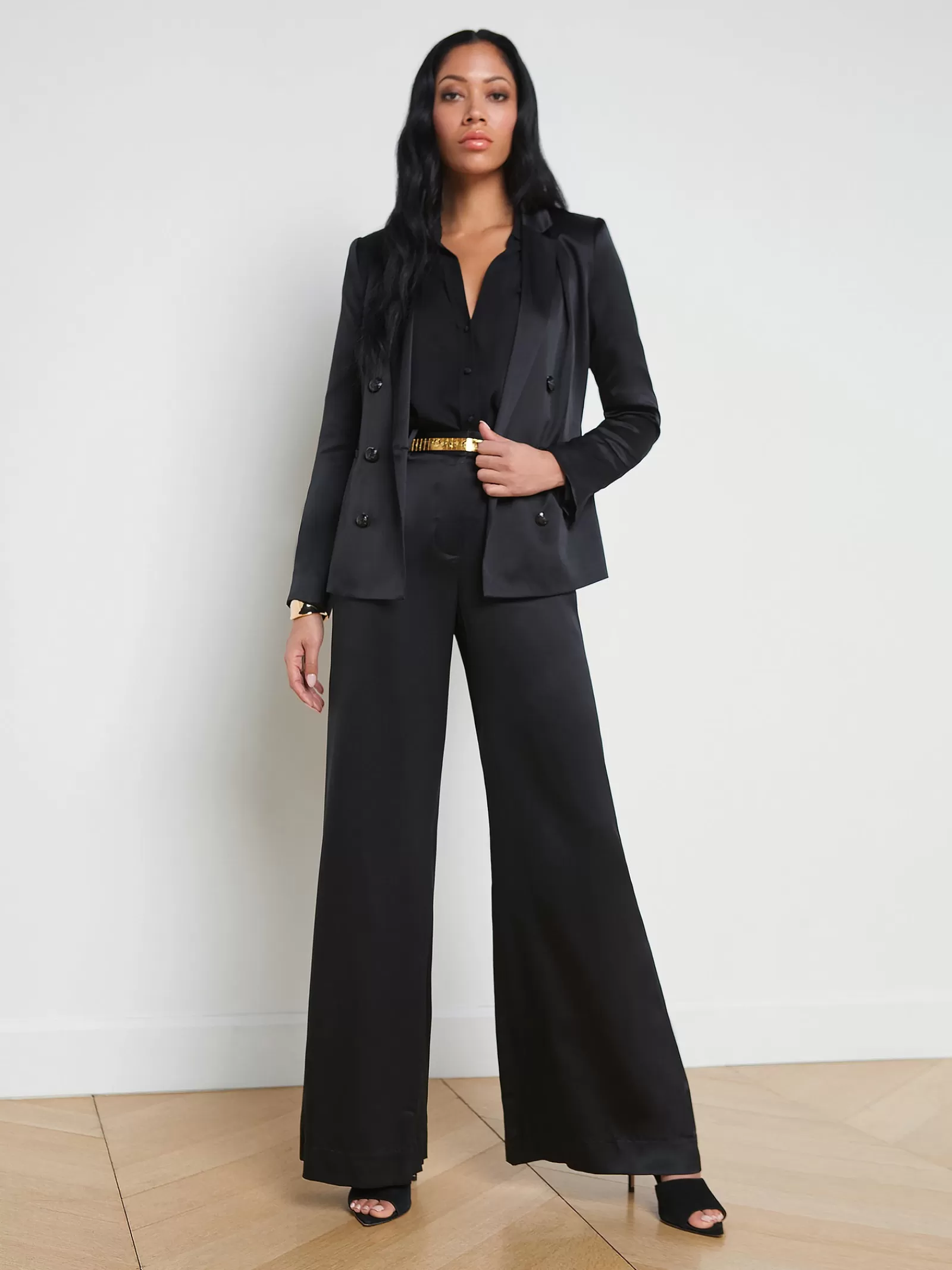 L'AGENCE Colin Silk Charmeuse Blazer< All Things Black | Sets