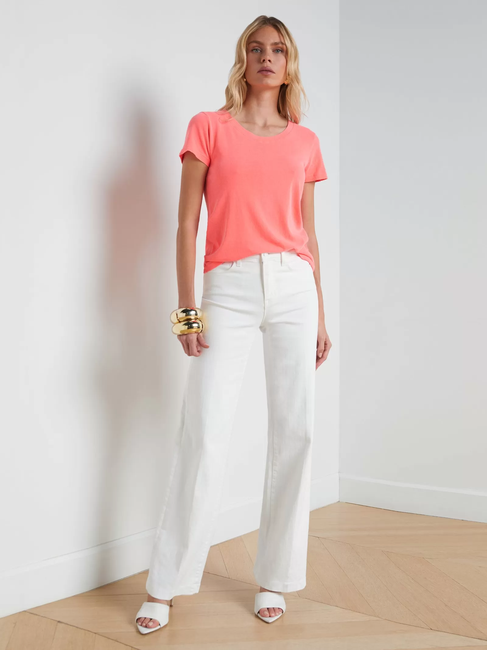 L'AGENCE Cory Cotton Scoopneck Tee< Spring Collection | Tees