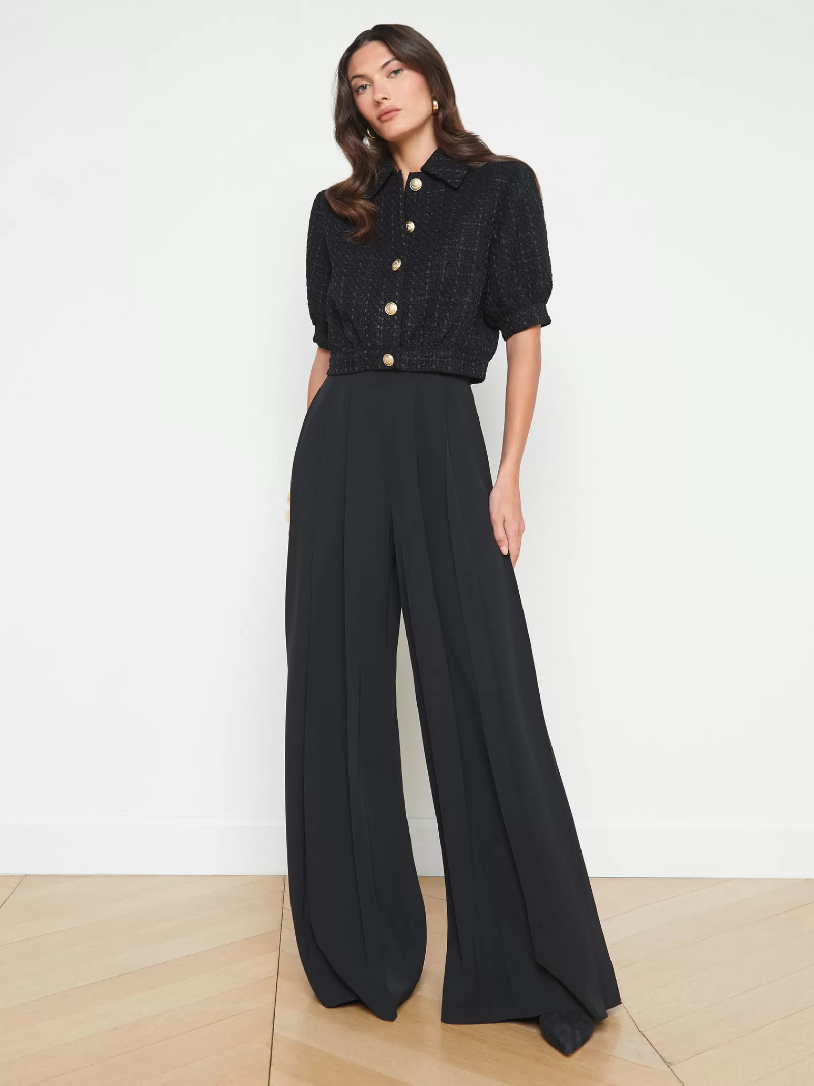 L'AGENCE Cove Cropped Tweed Jacket< All Things Black | Spring Collection
