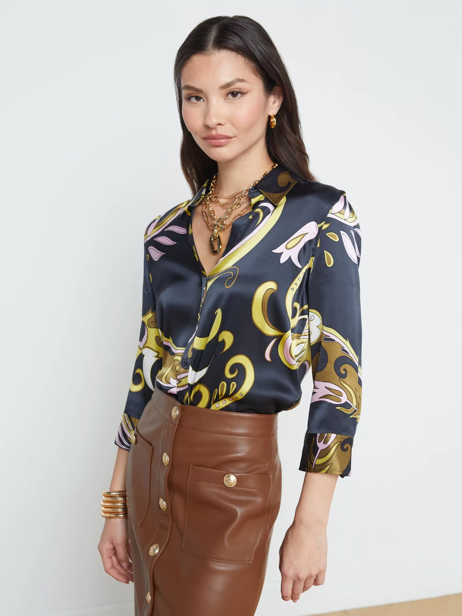 L'AGENCE Dani Silk Blouse< Resort Collection | Print Edition
