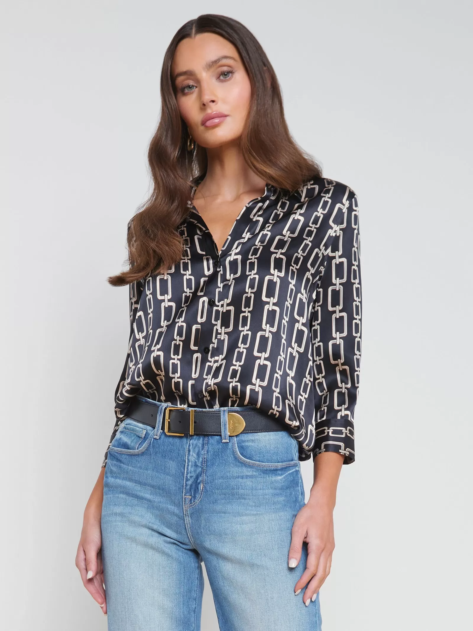 L'AGENCE Dani Silk Blouse< Print Edition | Spring Collection