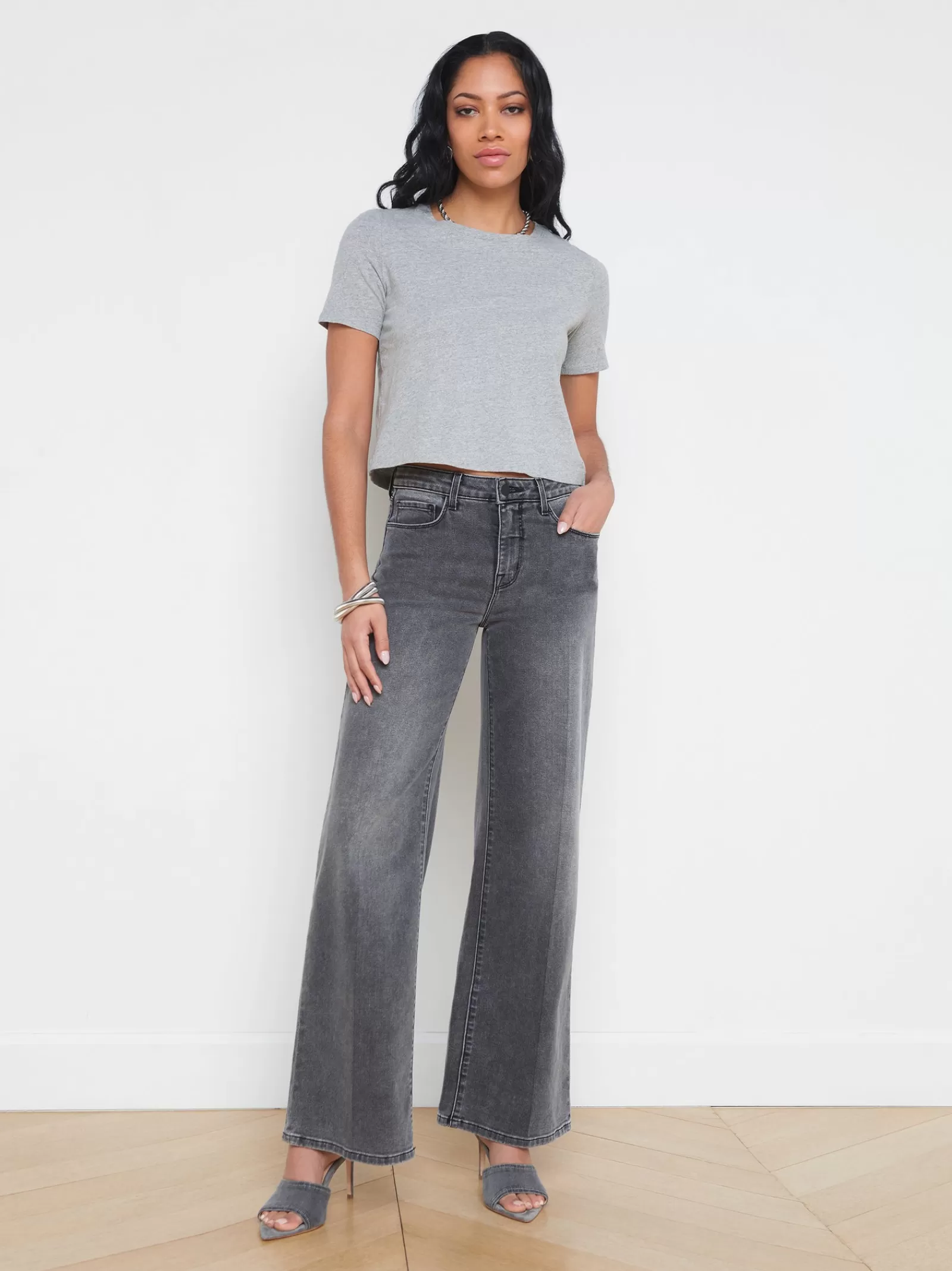 L'AGENCE Donna Cotton Cropped Tee< Spring Collection | Tees