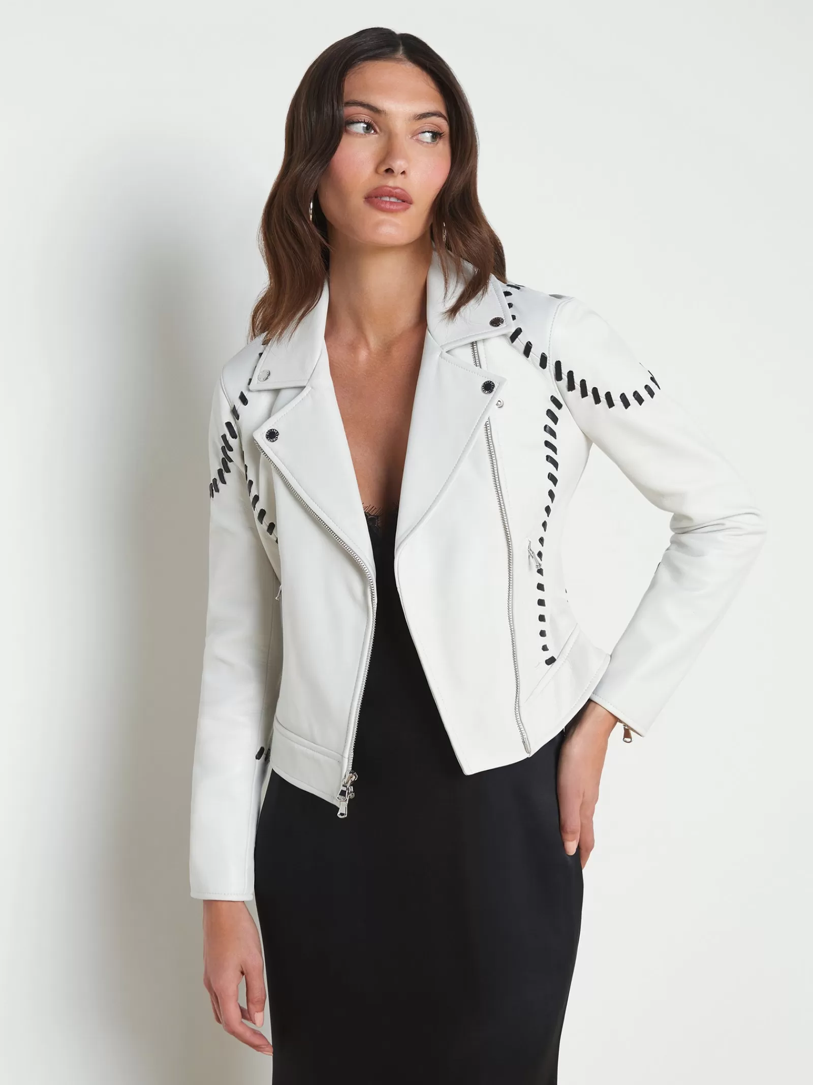 L'AGENCE Eleana Whipstitch Leather Jacket< Spring Collection | Leather