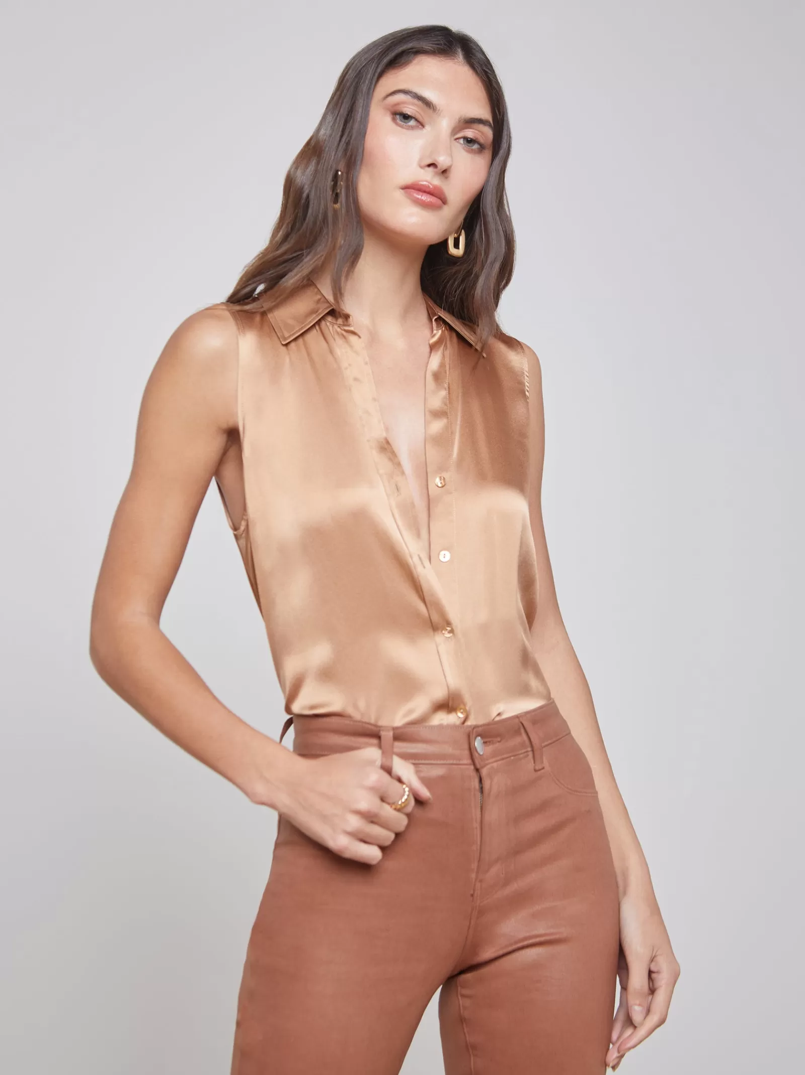 L'AGENCE Emmy Sleeveless Silk Blouse< Silks | Blouses & Tops