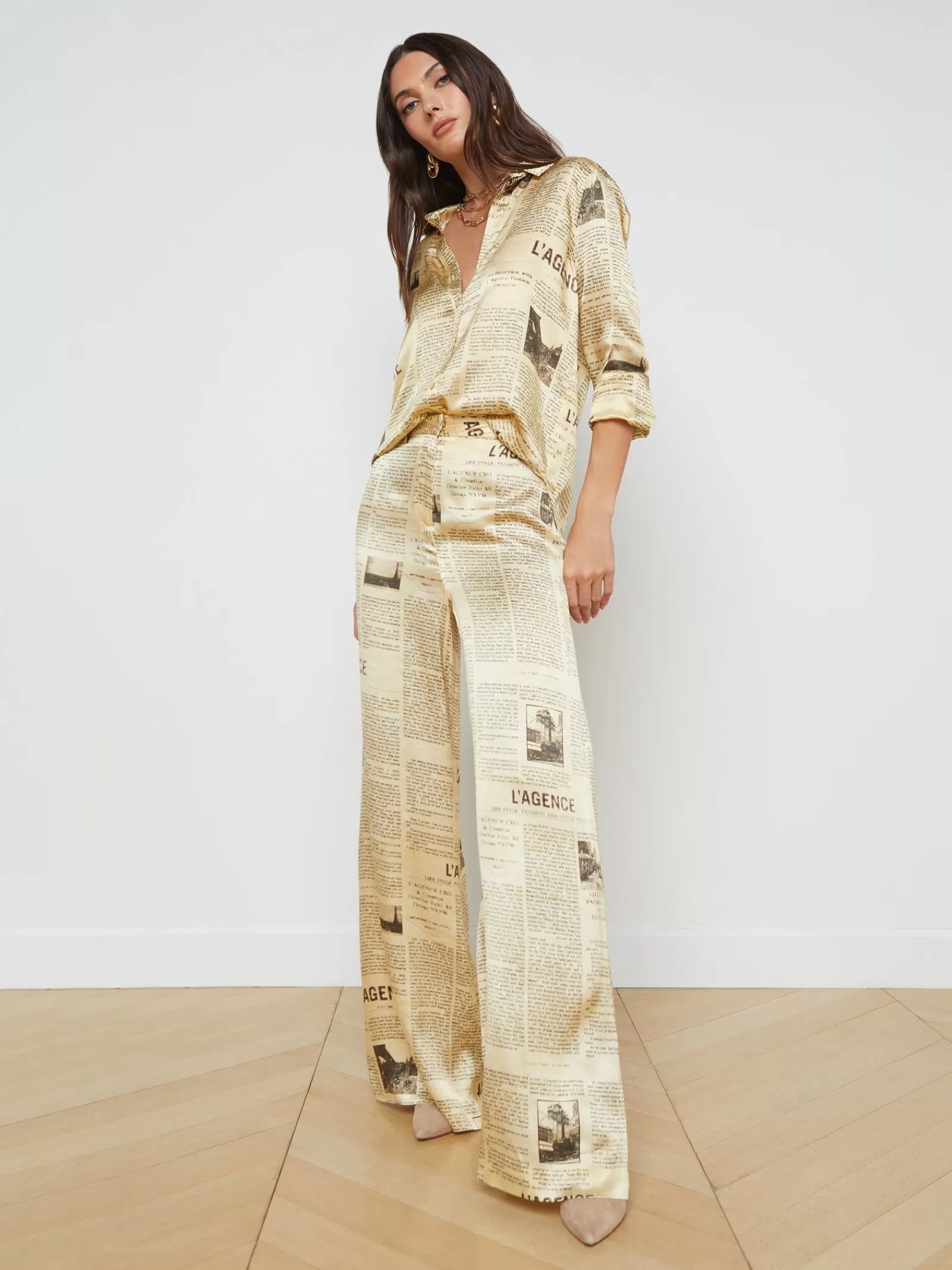 L'AGENCE Gavin Silk Wide-Leg Pant< Print Edition | Silks