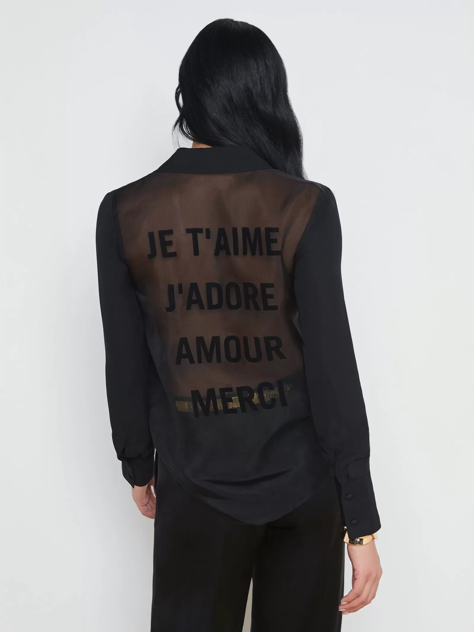 L'AGENCE Hallie Silk-Organza Graphic Blouse< All Things Black | Spring Collection