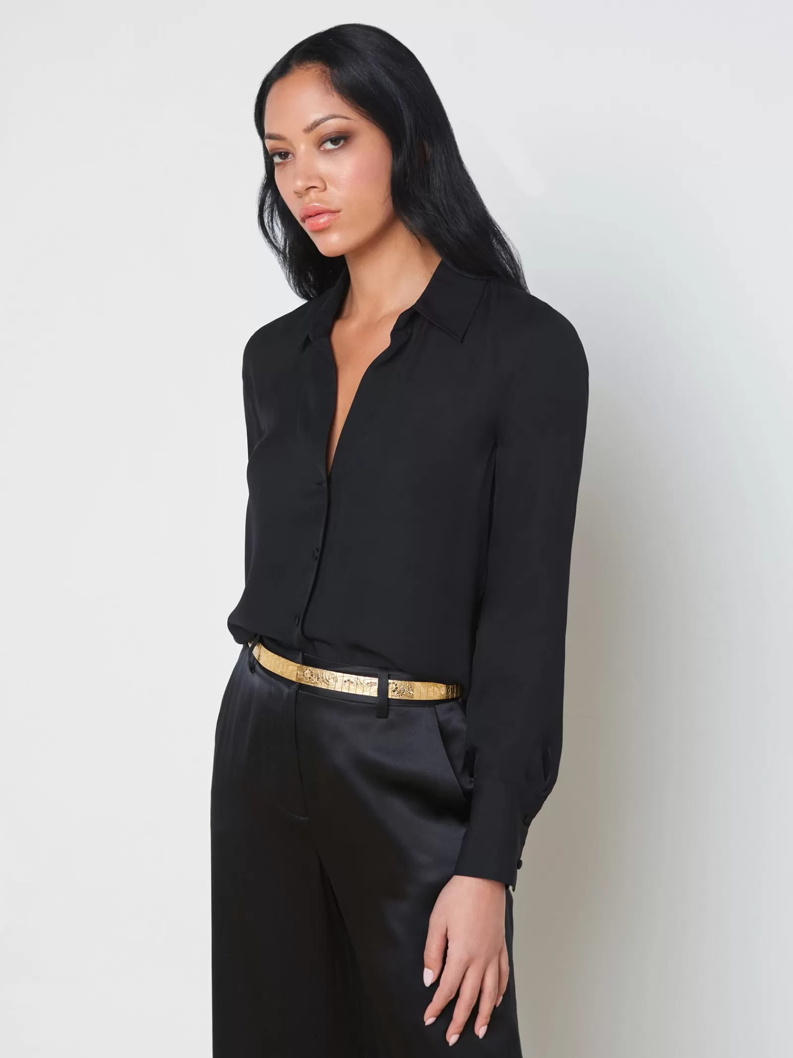 L'AGENCE Hallie Silk-Organza Graphic Blouse< All Things Black | Spring Collection