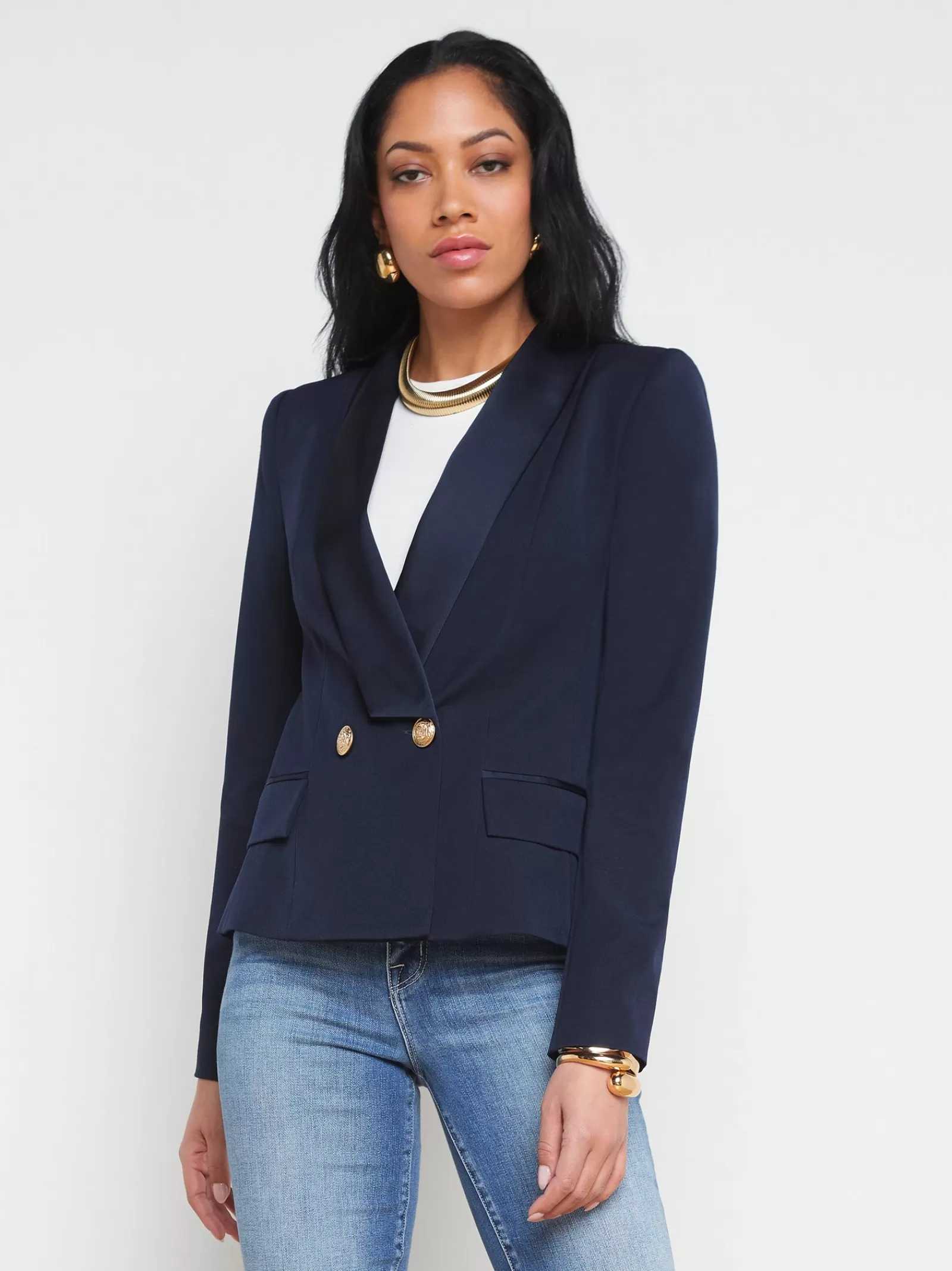 L'AGENCE Imogen Satin Lapel Blazer< Spring Collection | Best Sellers