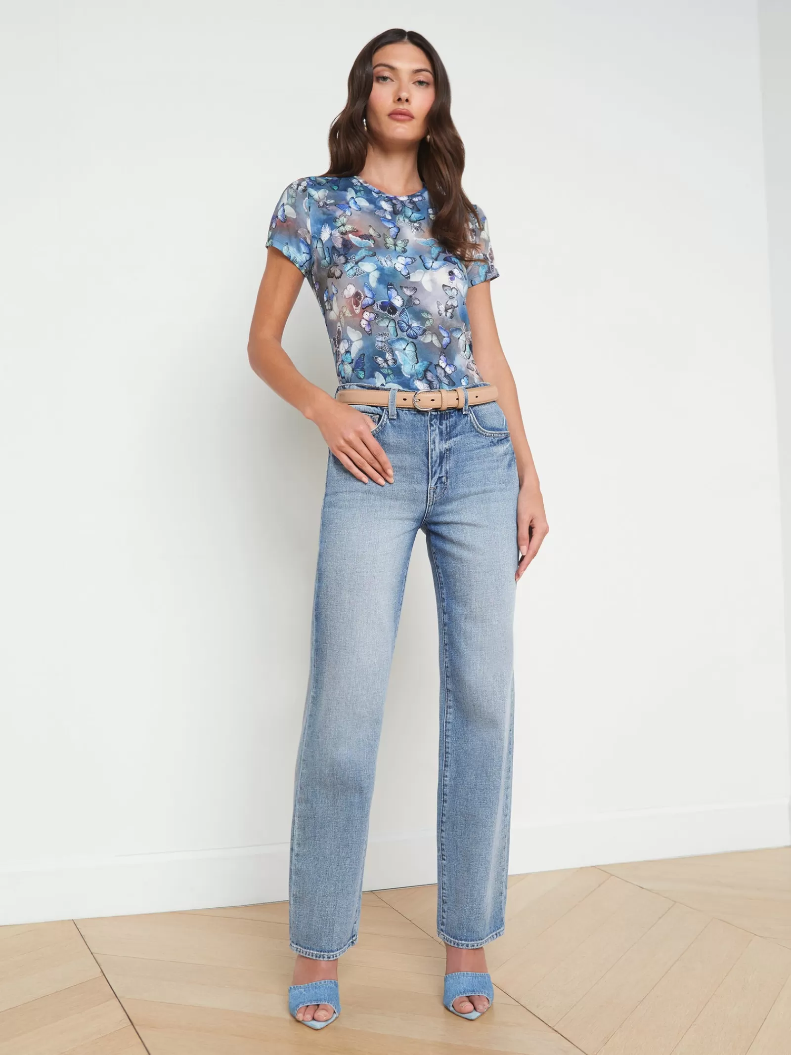 L'AGENCE Jones Ultra High-Rise Stovepipe Jean< Straight | Aged Denim