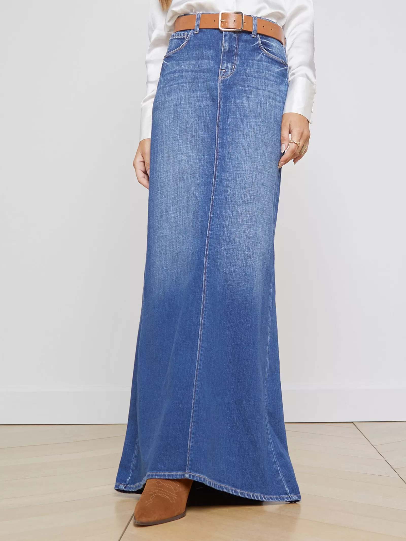 L'AGENCE Kailani Denim Skirt< Aged Denim | Pants, Shorts & Skirts