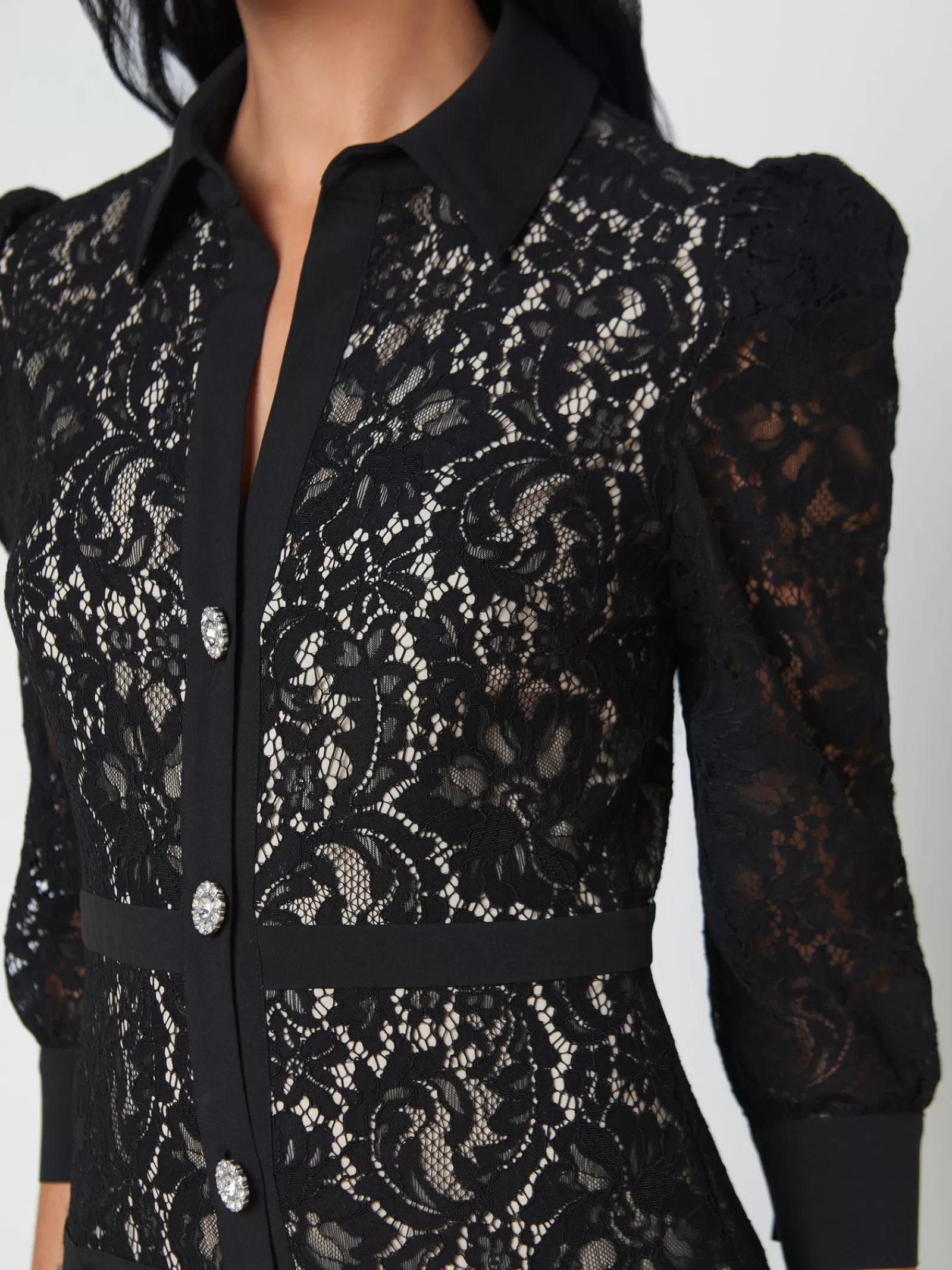 L'AGENCE Kamala Lace Mini Dress< All Things Black | Spring Collection
