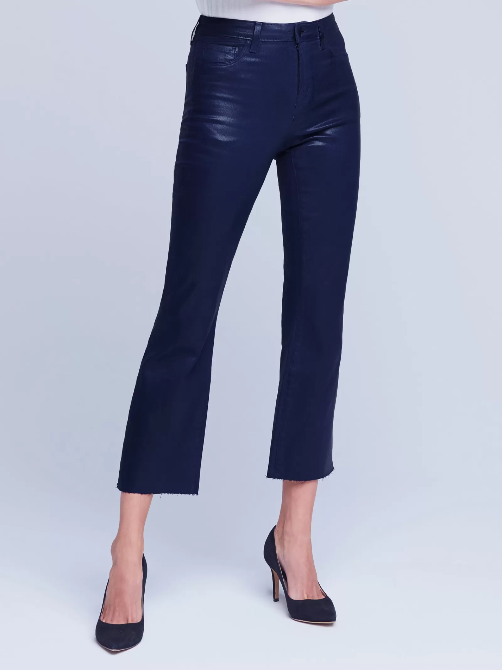 L'AGENCE Kendra Coated Cropped Flare Jean< Petite | Flare & Bootcut