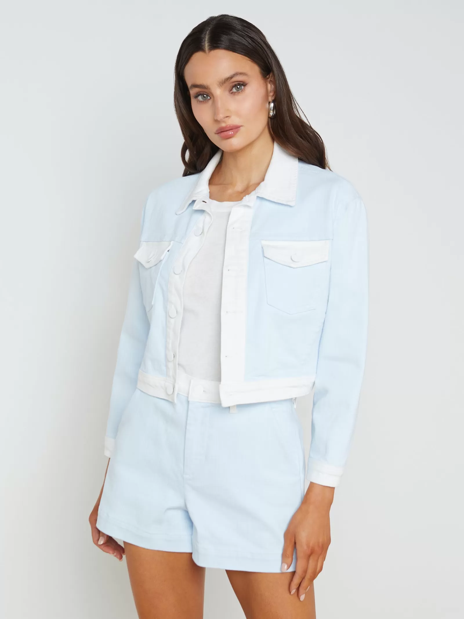 L'AGENCE Koda Contrast Denim Jacket< Spring '24 Catalog | Spring Collection