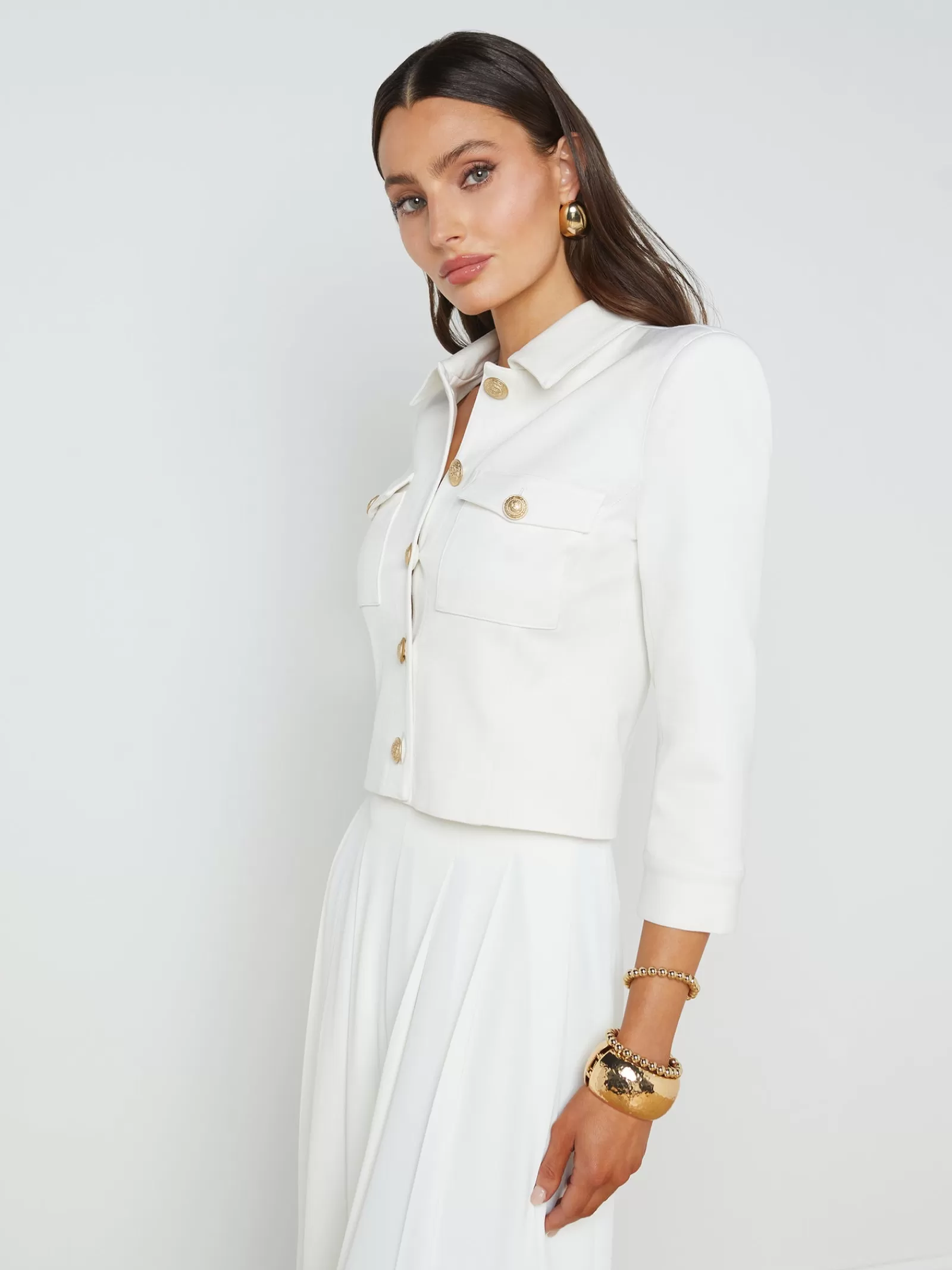 L'AGENCE Kumi Cropped Jacket< Nouveau Whites | Spring '24 Catalog