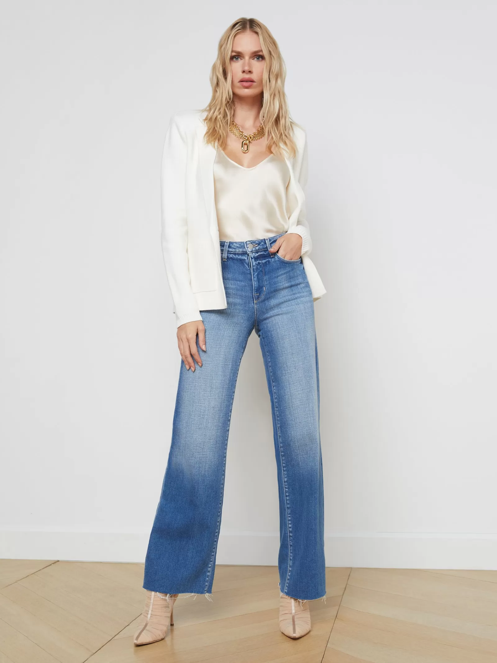 L'AGENCE Lacey Knit Blazer< Nouveau Whites | Essentials