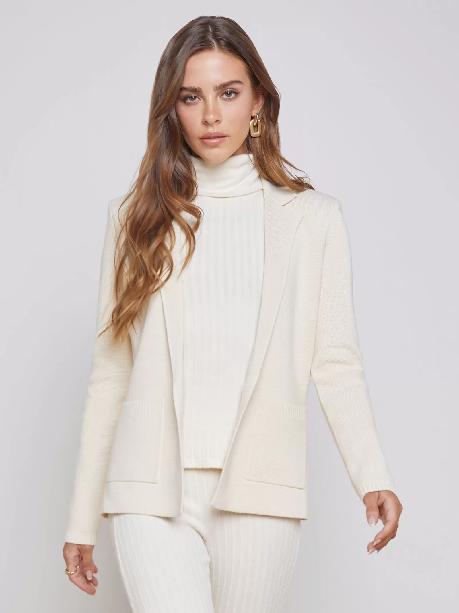 L'AGENCE Lacey Knit Blazer< Nouveau Whites | Back in Stock