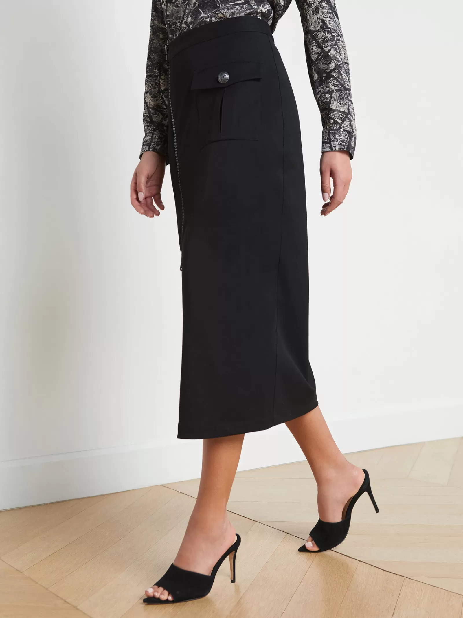 L'AGENCE Maverick Zippered Pencil Skirt< All Things Black | Spring Collection