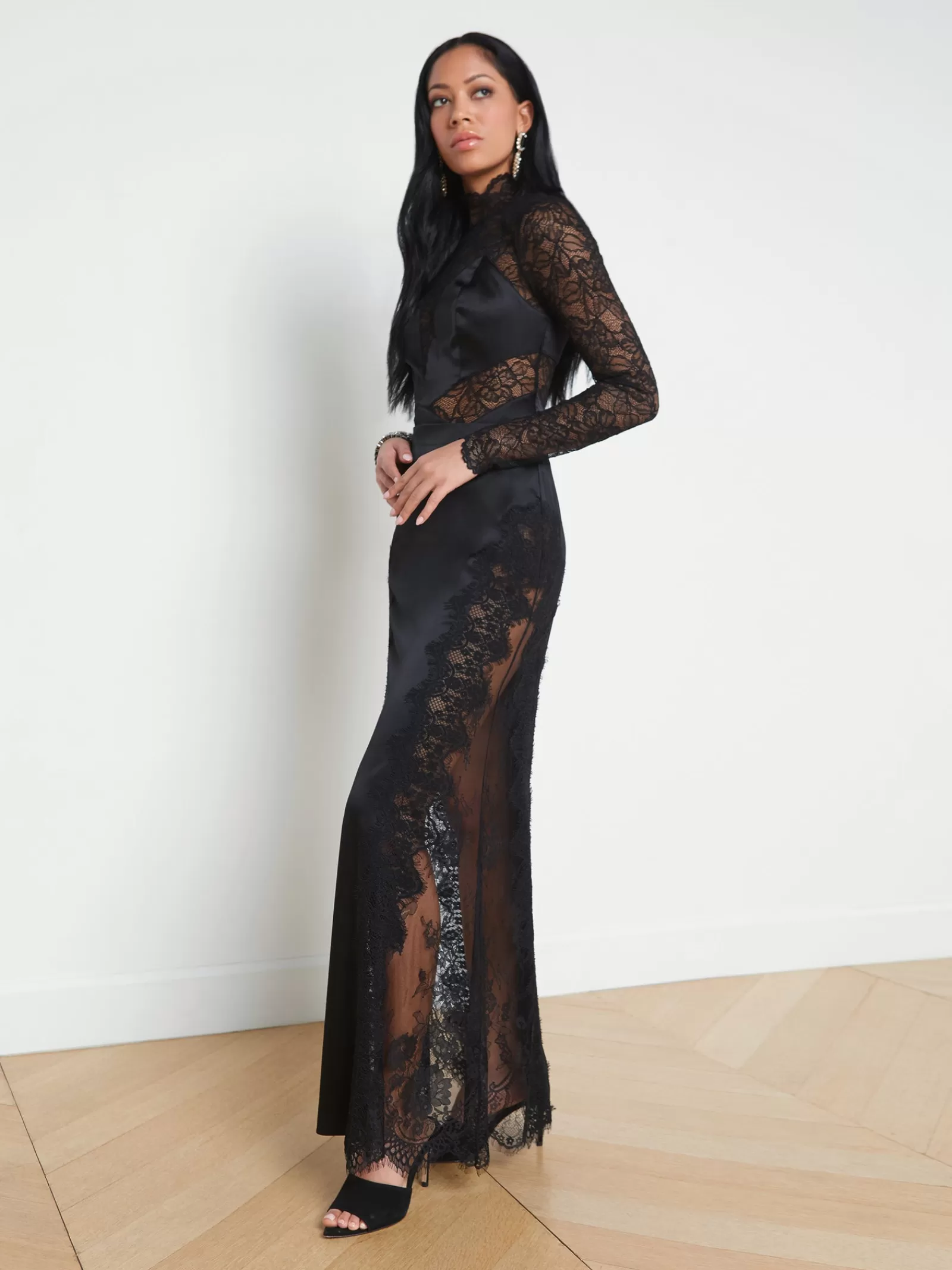 L'AGENCE Minka Silk Lace Skirt< All Things Black | Spring Collection