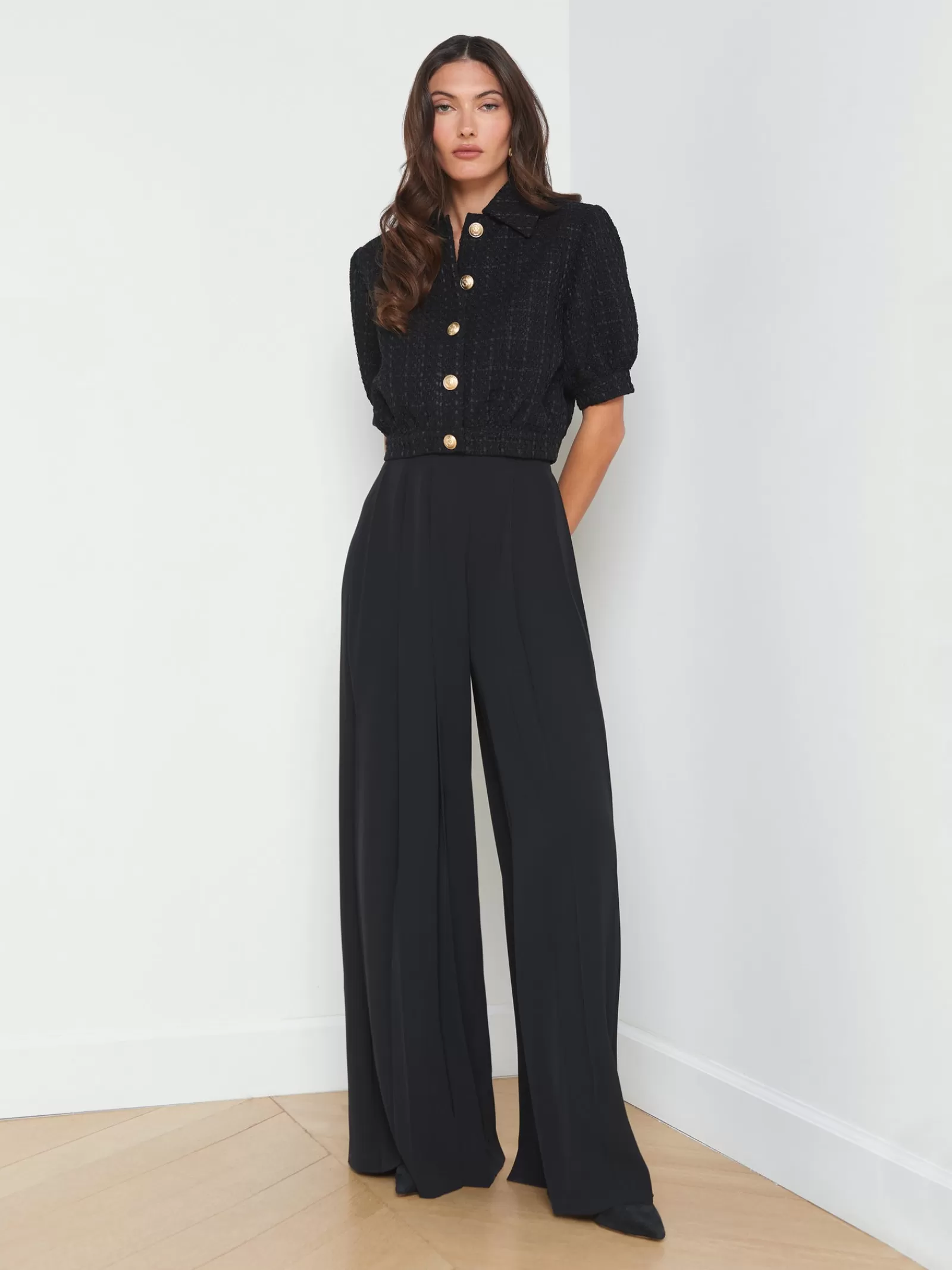 L'AGENCE Nova Pleated Wide-Leg Pant< All Things Black | Spring Collection