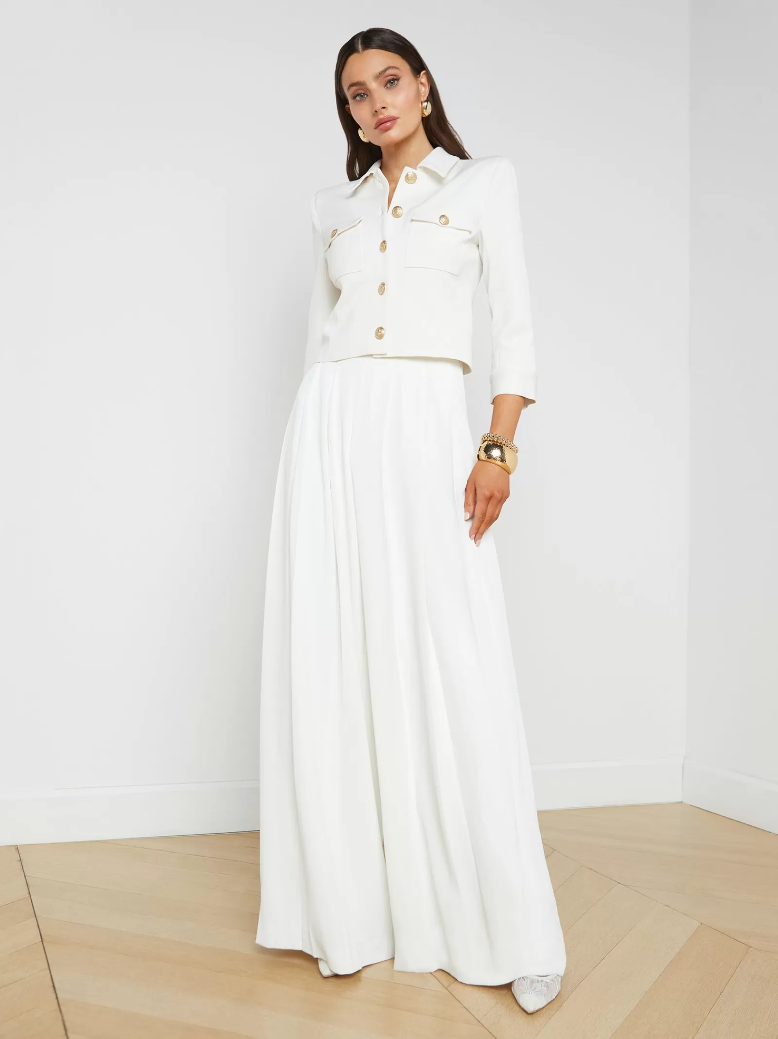 L'AGENCE Nova Pleated Wide-Leg Pant< Nouveau Whites | Spring '24 Catalog