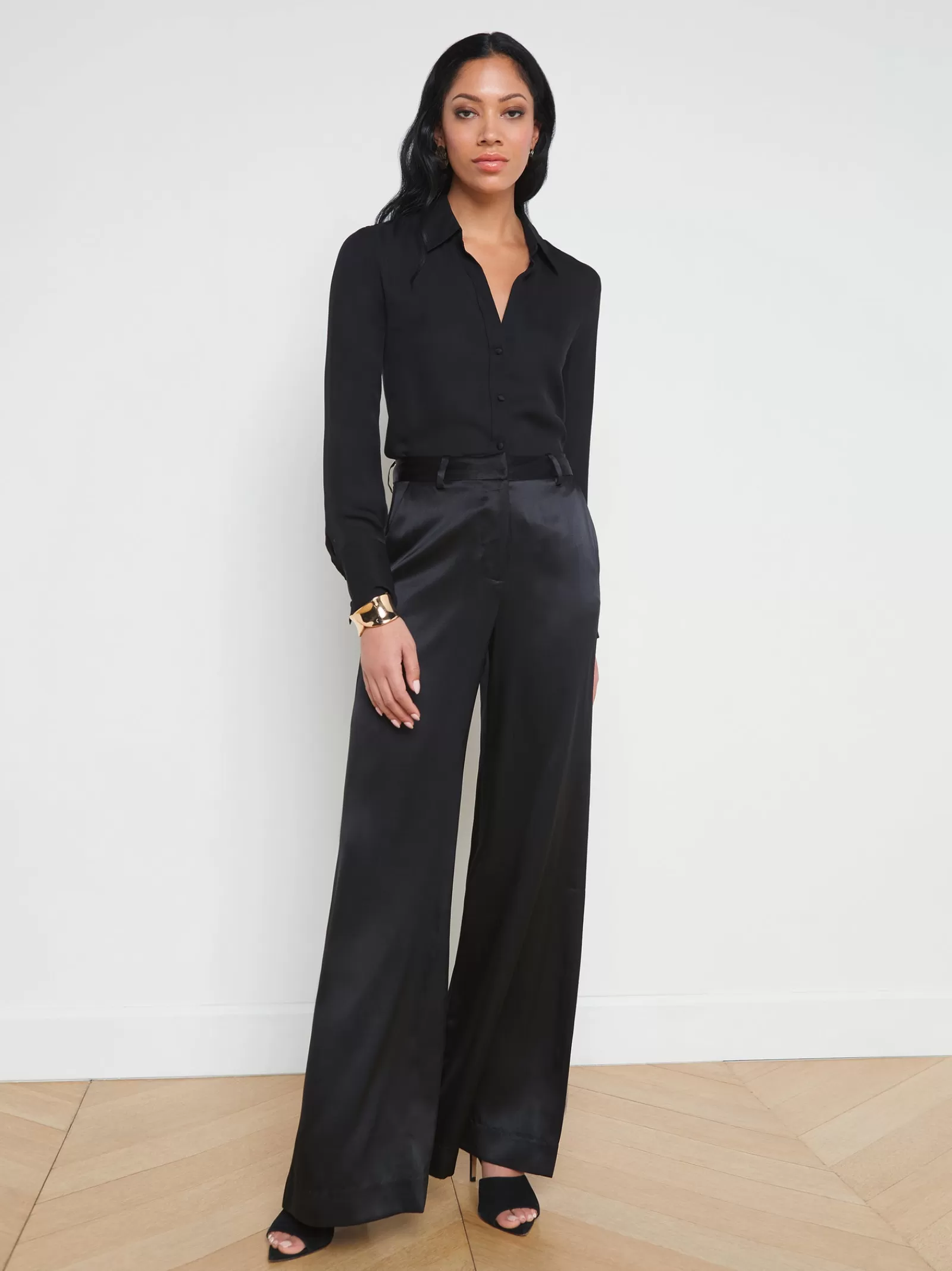 L'AGENCE Pilar Silk Wide-Leg Pant< All Things Black | Sets