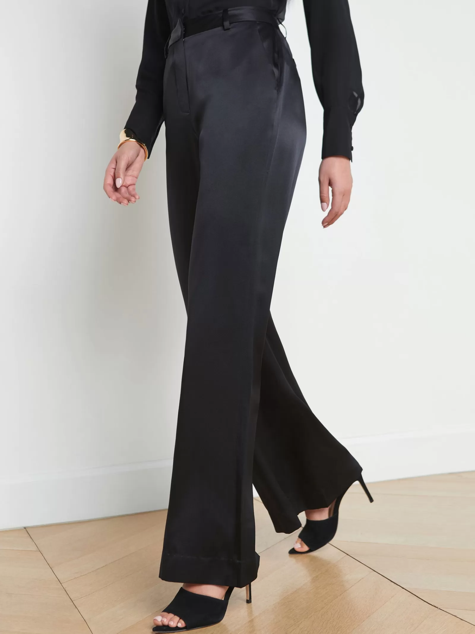 L'AGENCE Pilar Silk Wide-Leg Pant< All Things Black | Sets