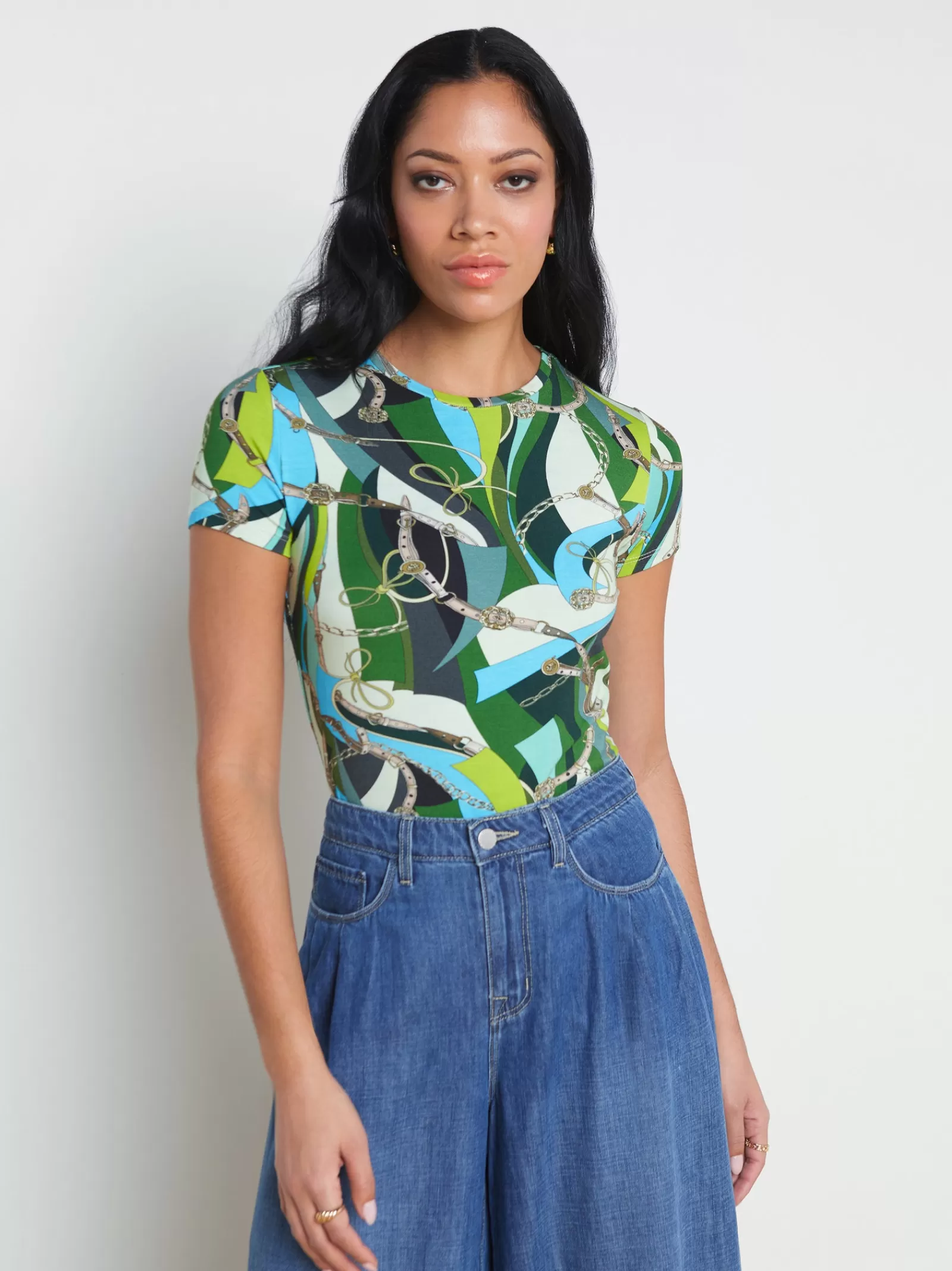 L'AGENCE Ressi Fitted Tee< Print Edition | Spring Collection