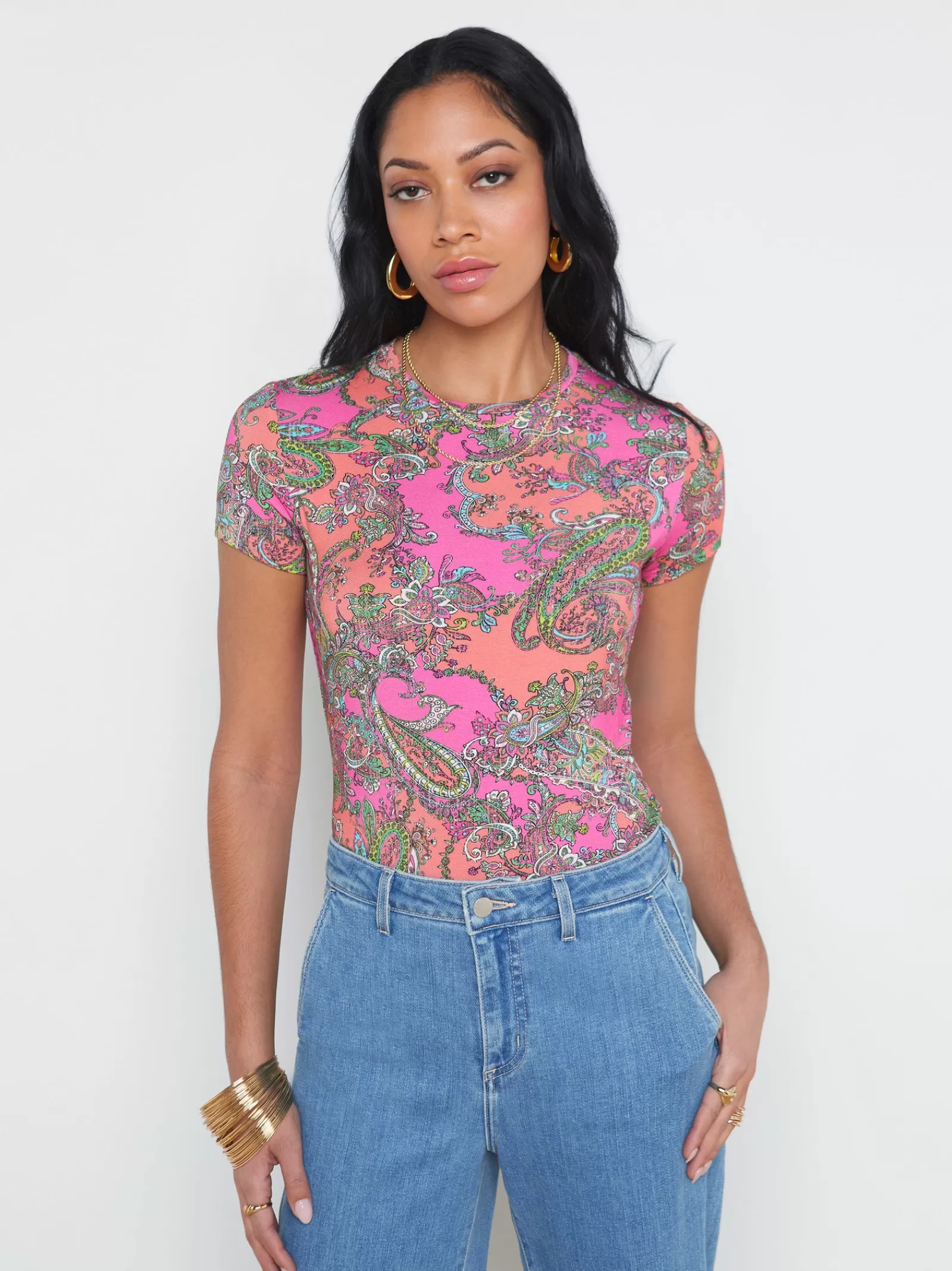L'AGENCE Ressi Fitted Tee< Print Edition | Spring Collection