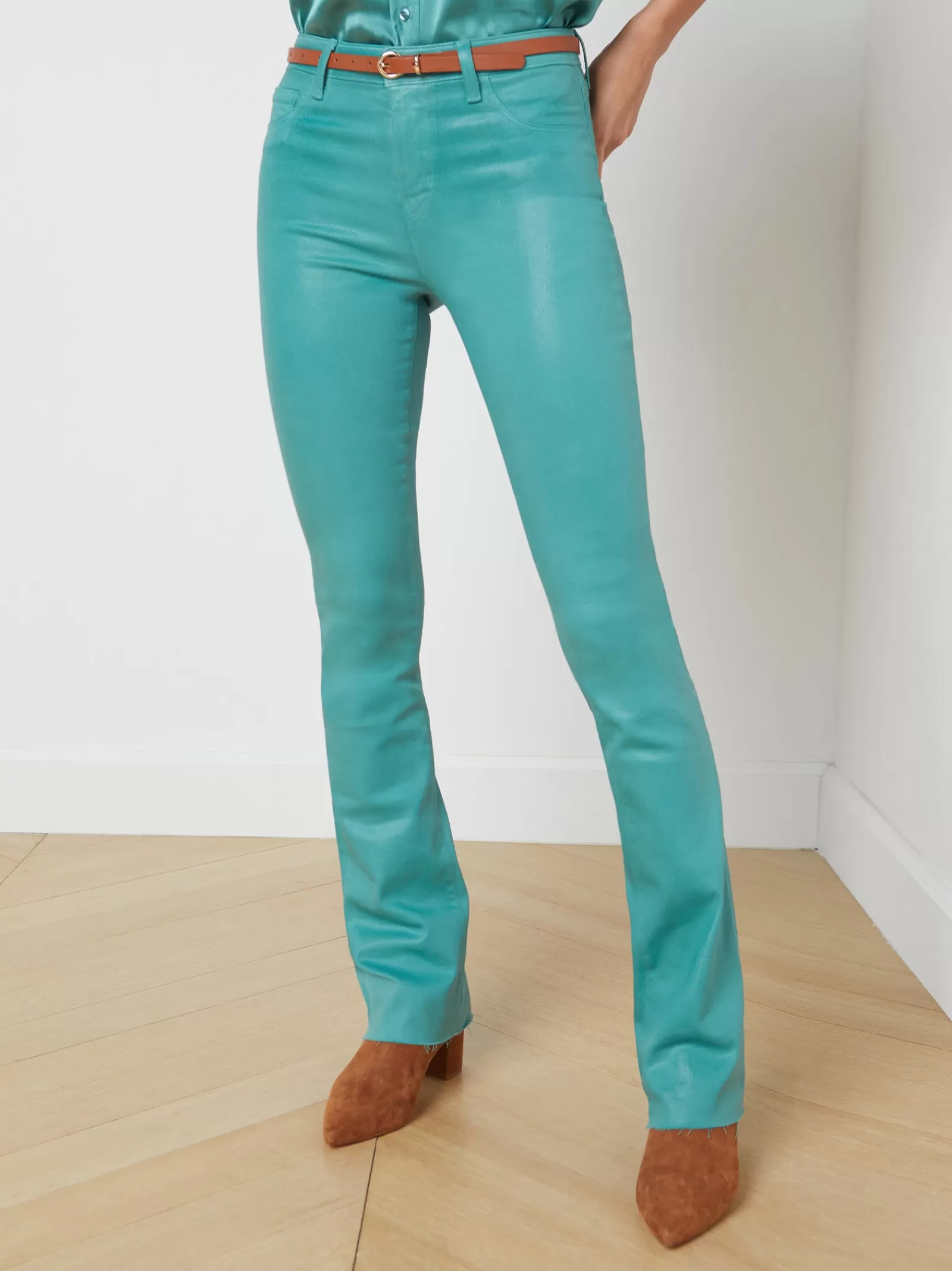 L'AGENCE Ruth Coated Straight-Leg Jean< Back in Stock | Resort Collection