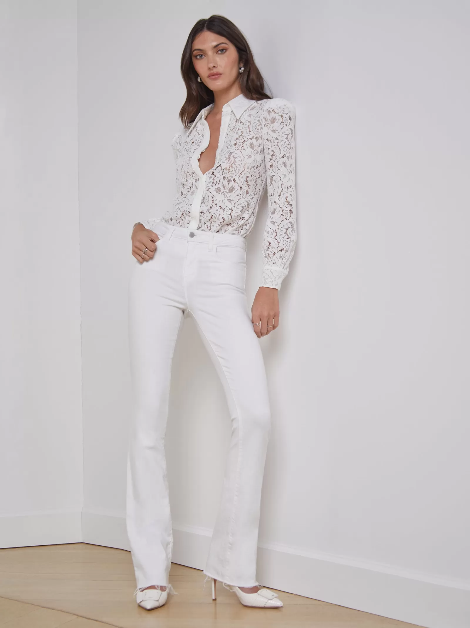 L'AGENCE Ruth Straight-Leg Jean< Nouveau Whites | Straight