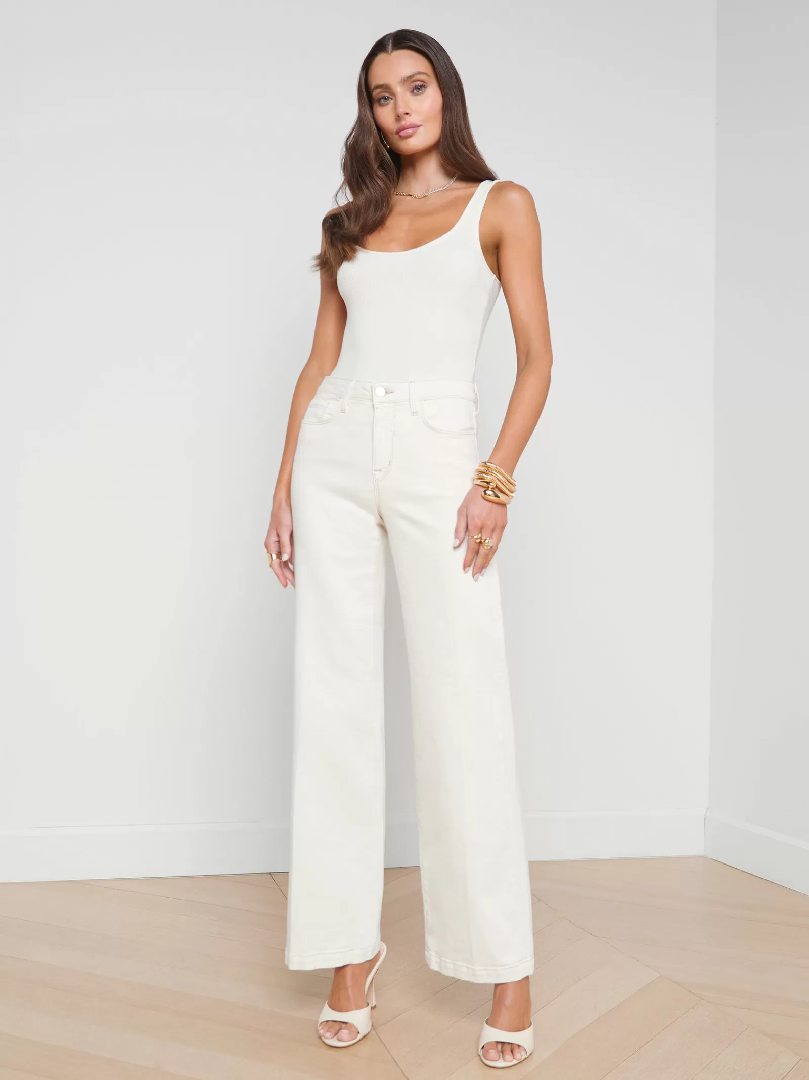 L'AGENCE Scottie Wide-Leg Jean< Nouveau Whites | Back in Stock