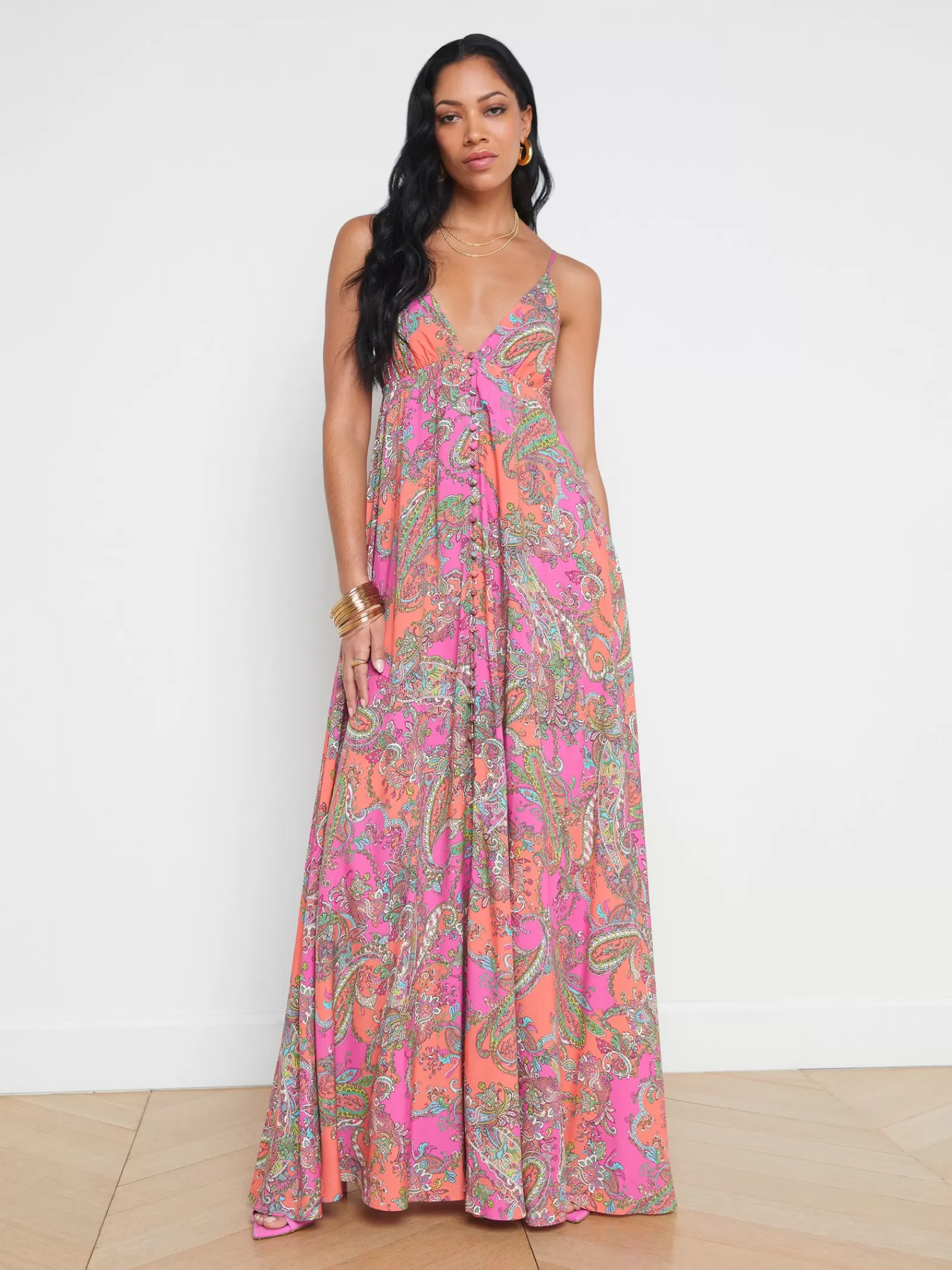 L'AGENCE Stefani Maxi Dress< Print Edition | Spring Collection