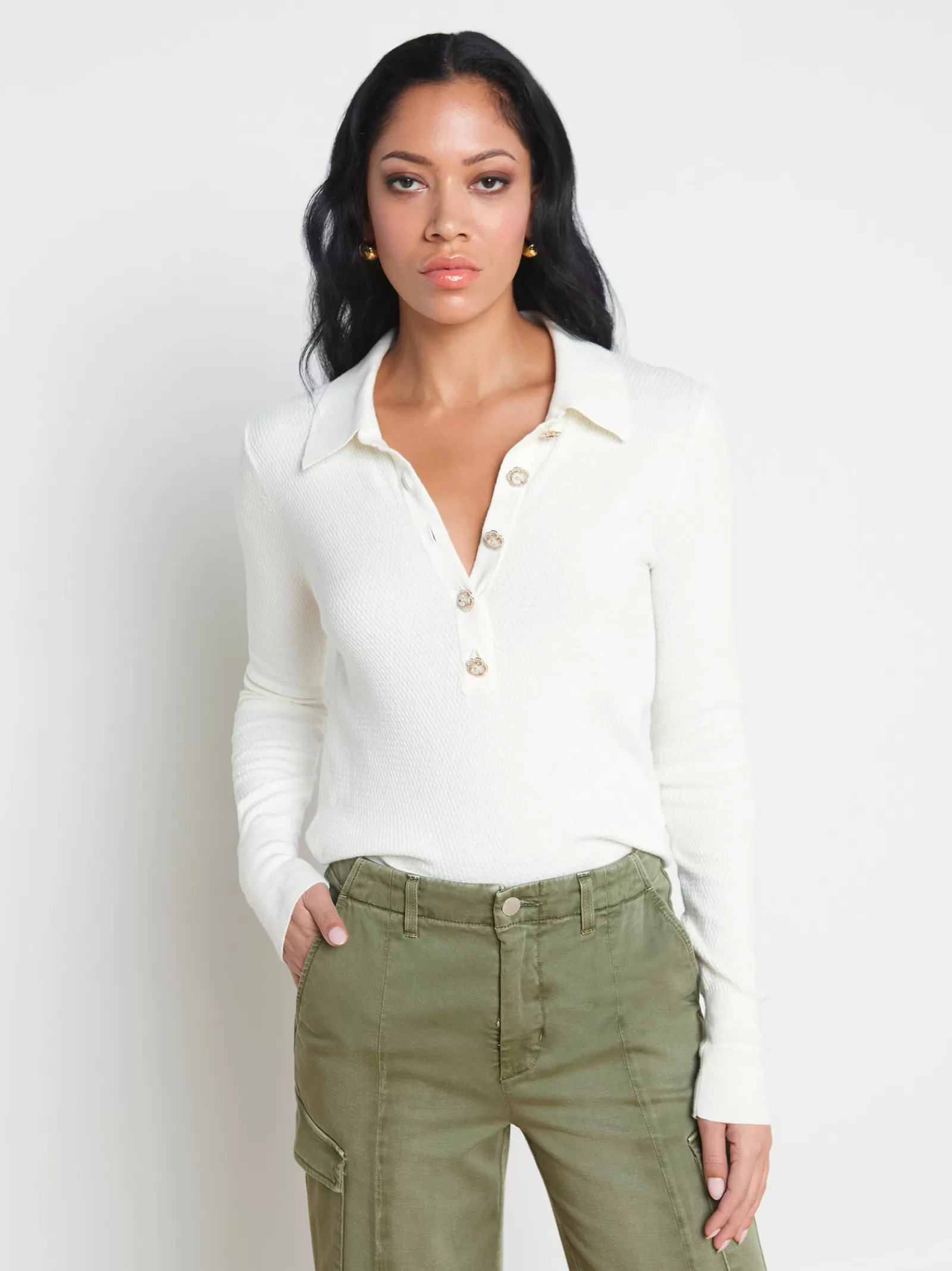 L'AGENCE Sterling Silk-Cotton Blend Sweater< Spring Collection | Knitwear