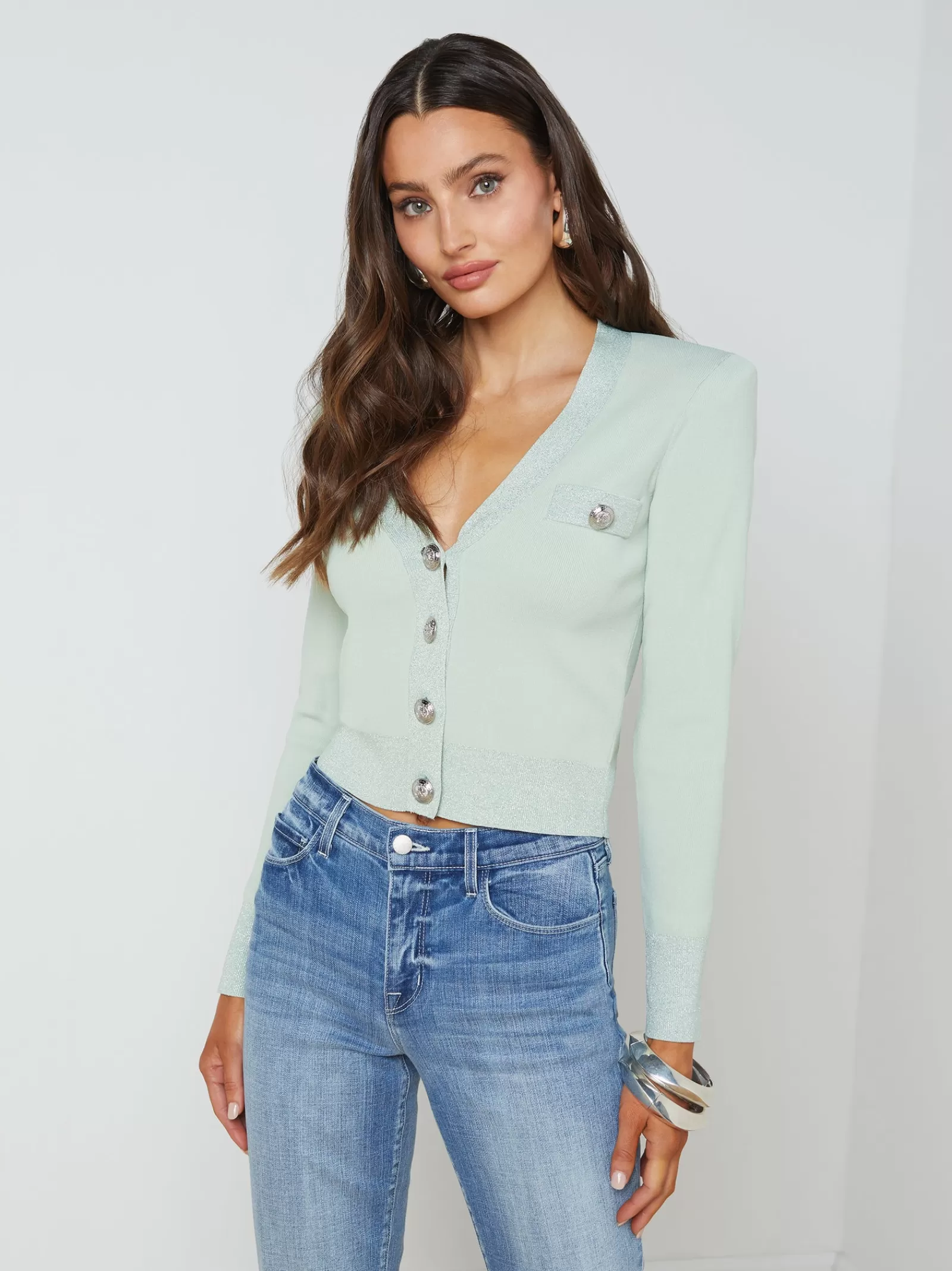 L'AGENCE Taya V-Neck Cardigan< Spring '24 Catalog | Spring Collection