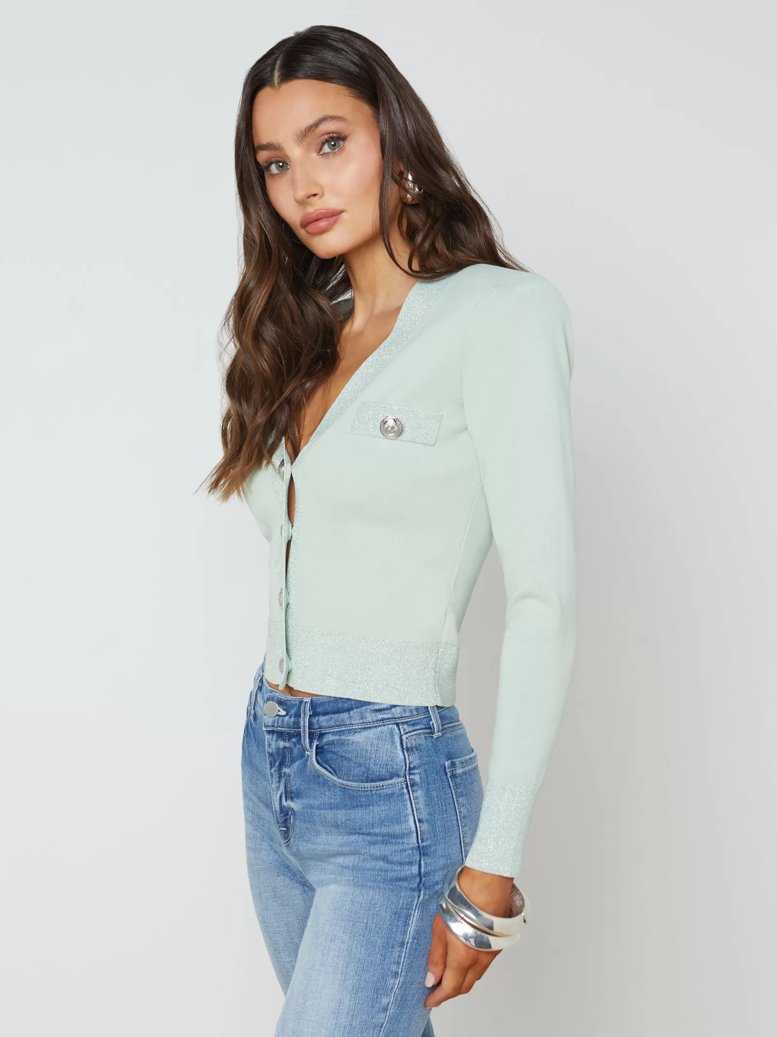L'AGENCE Taya V-Neck Cardigan< Spring '24 Catalog | Spring Collection