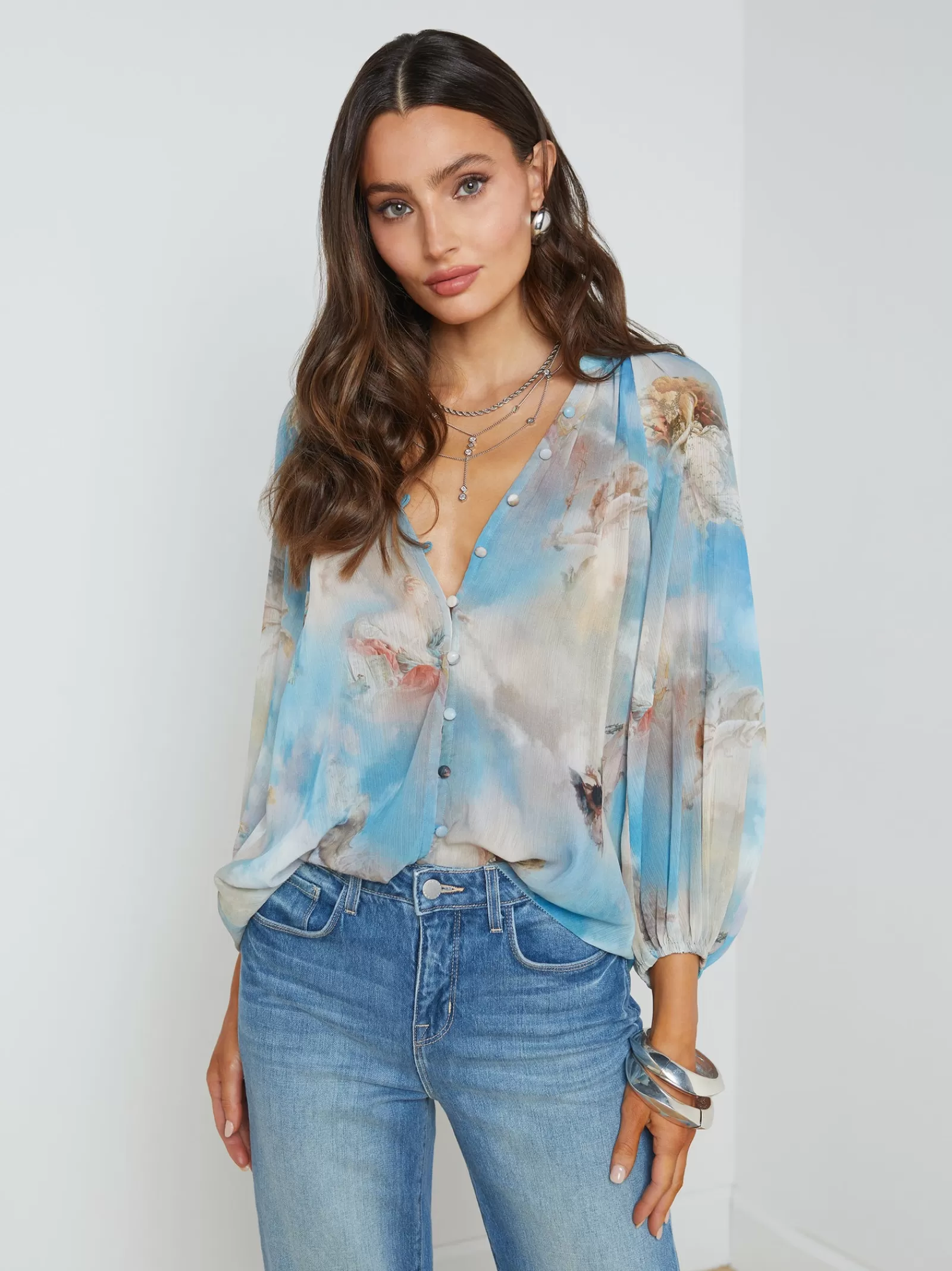 L'AGENCE Teagan Puff-Sleeve Blouse< Spring '24 Catalog | Print Edition