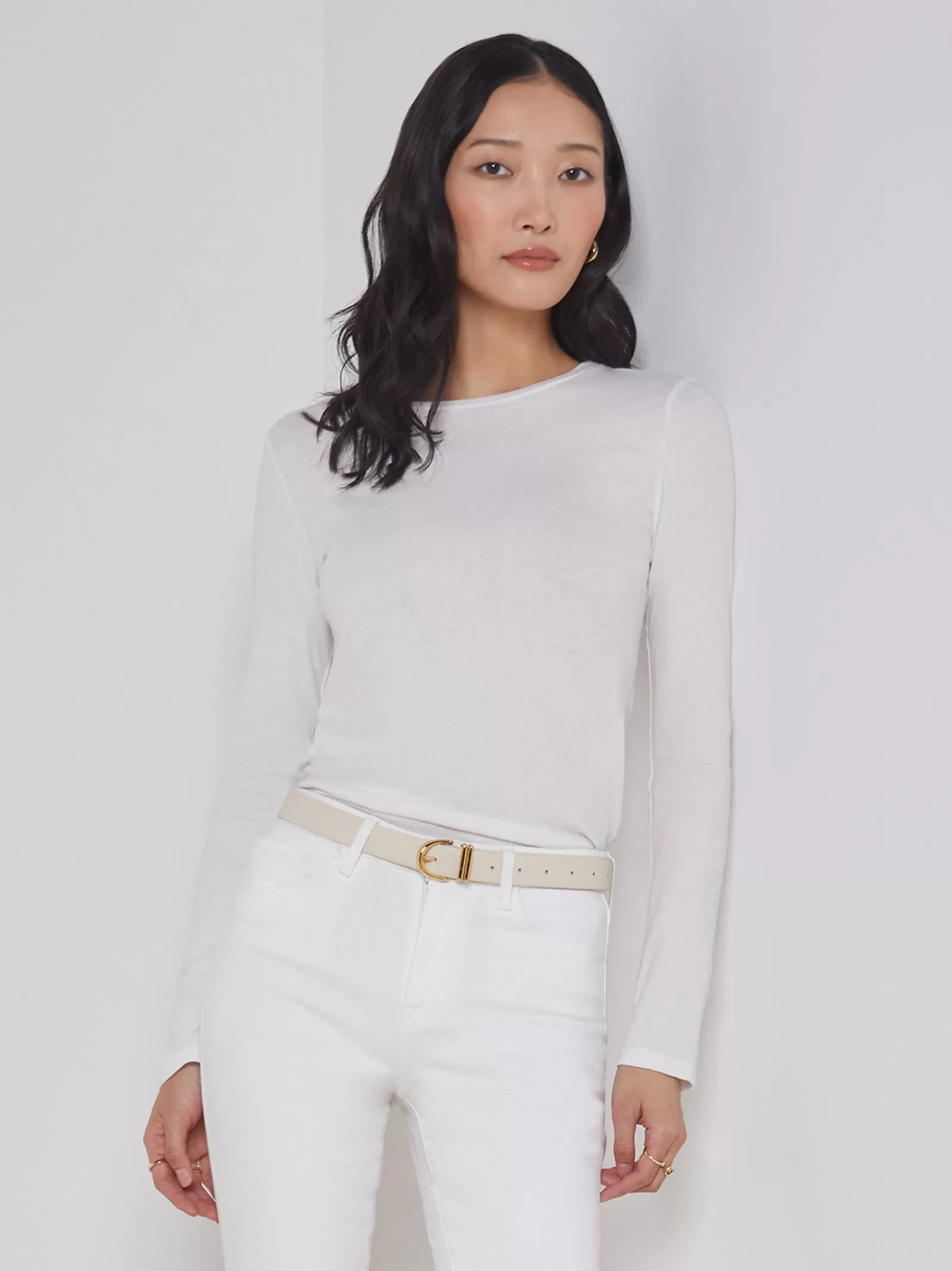 L'AGENCE Tess Long Sleeve Tee< Nouveau Whites | Tees