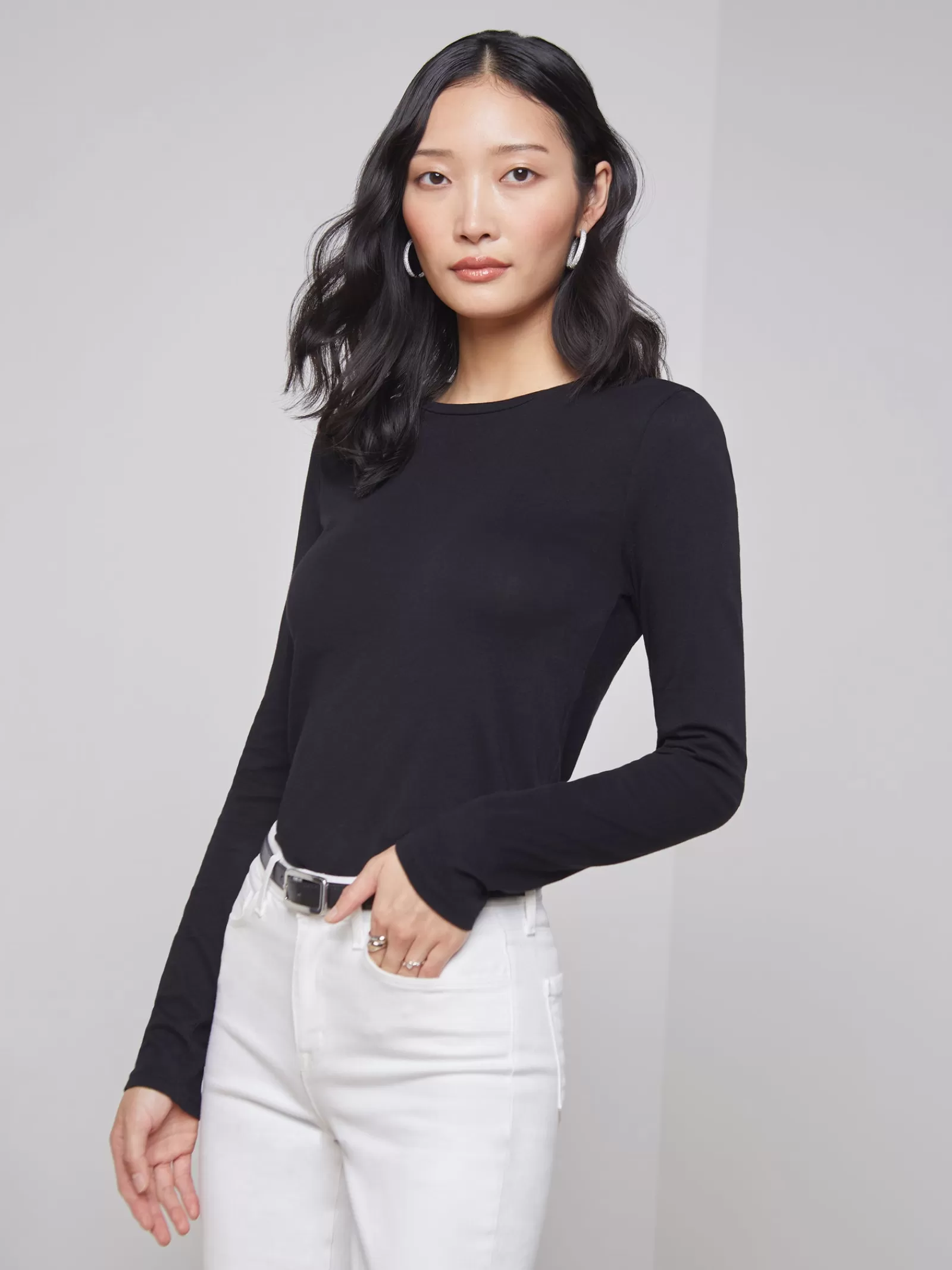 L'AGENCE Tess Long Sleeve Tee< Back in Stock | All Things Black