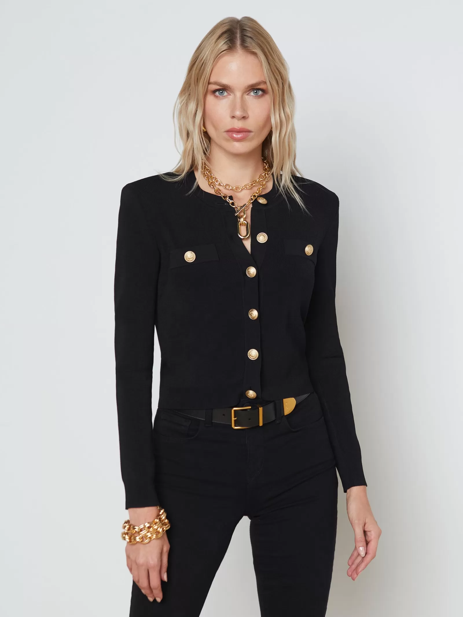 L'AGENCE Toulouse Cardigan< All Things Black | Knitwear